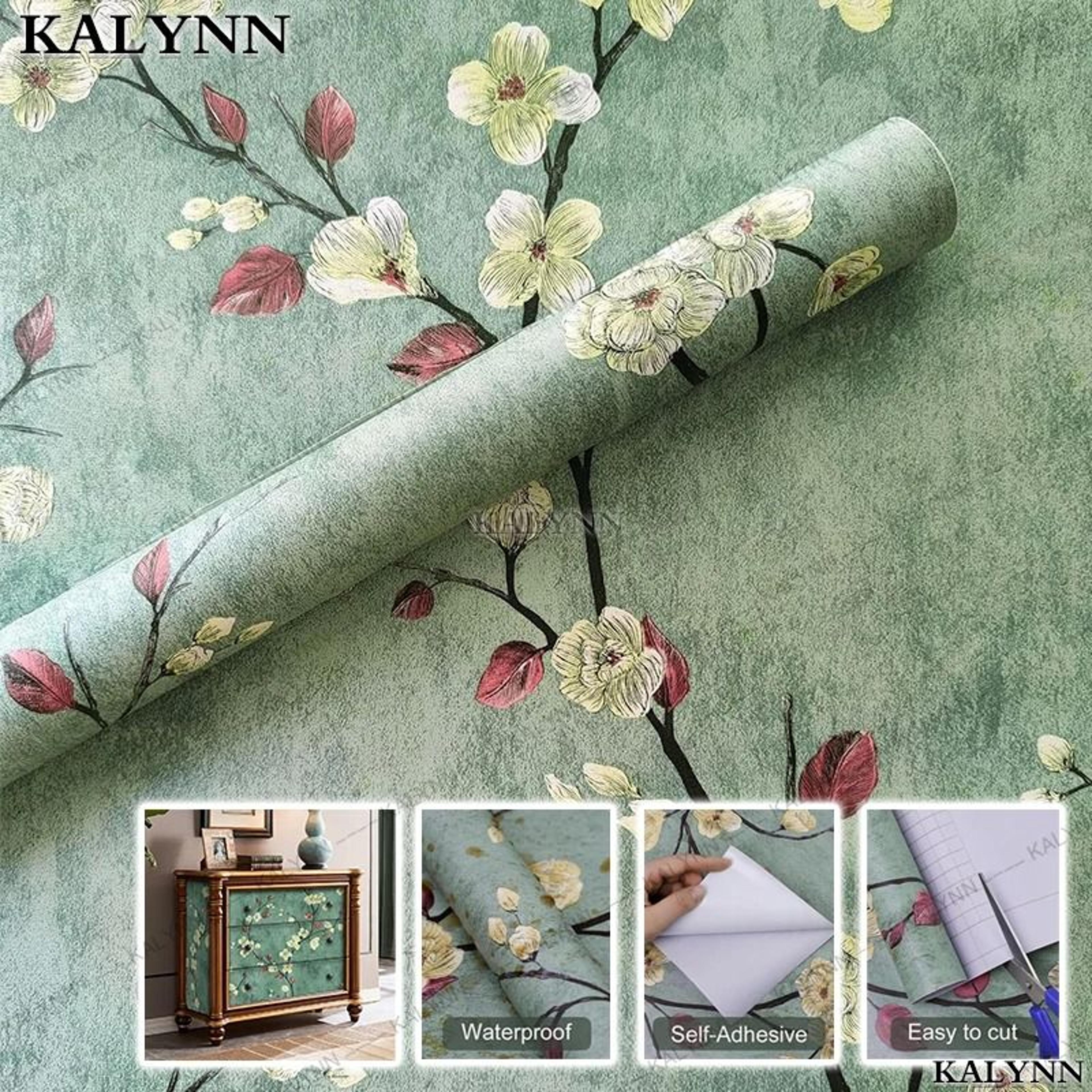 greenbloom floral peel and stick wallpaper green floral wallpaper self adhesive vinyl contact paper