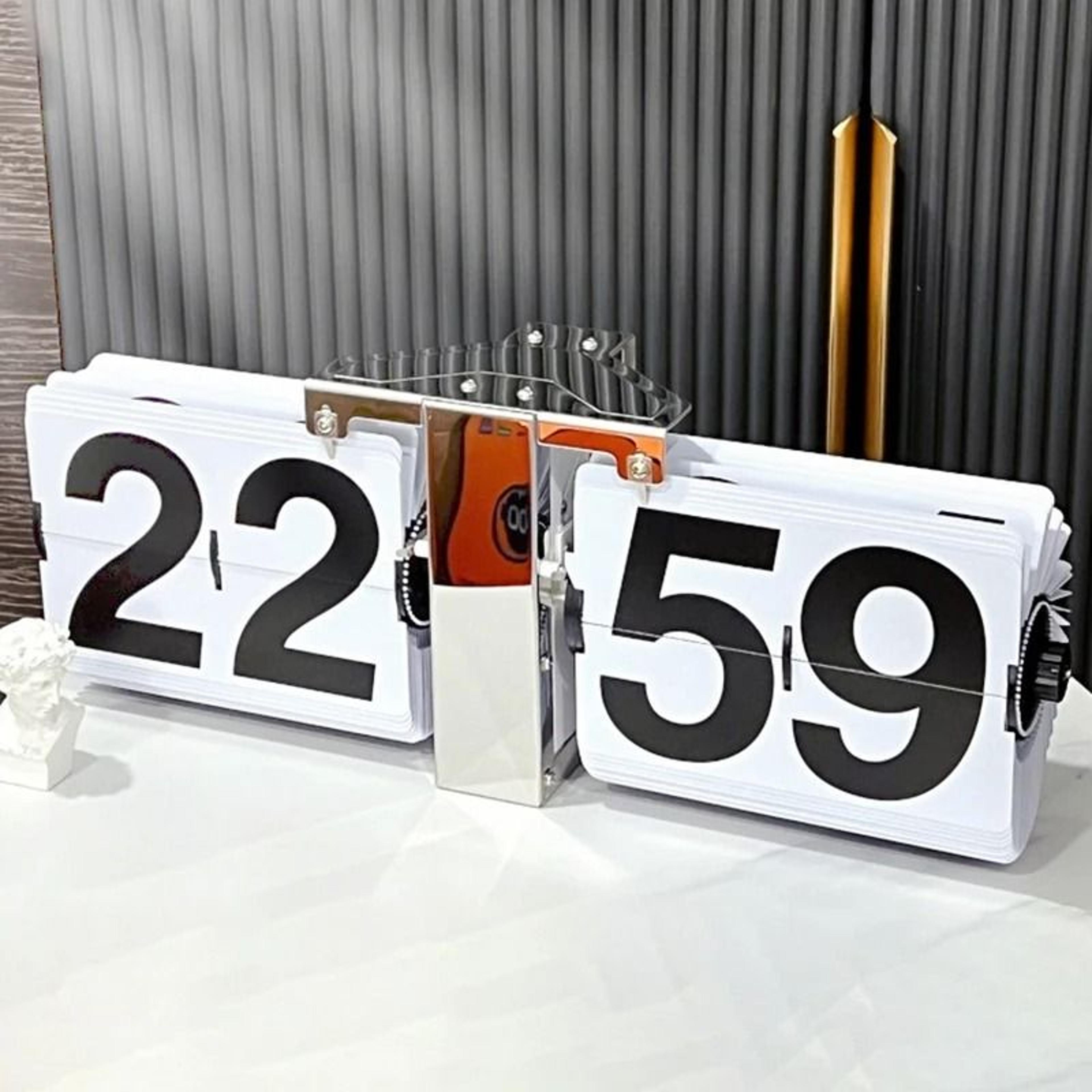 modern retro auto flip wall and desk clock with large digital display