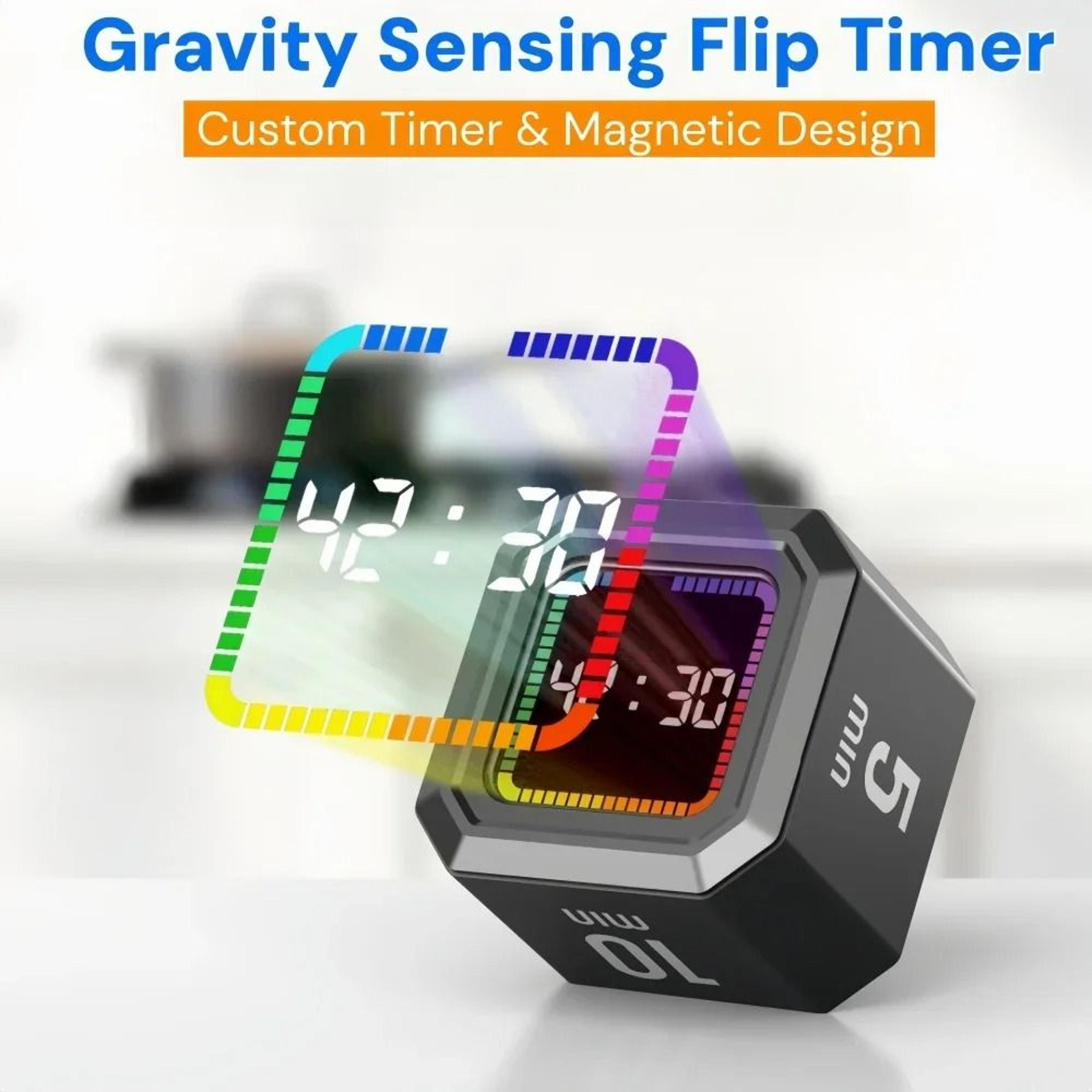 magnetic flip countdown timer gravity sensing rechargeable desk cube