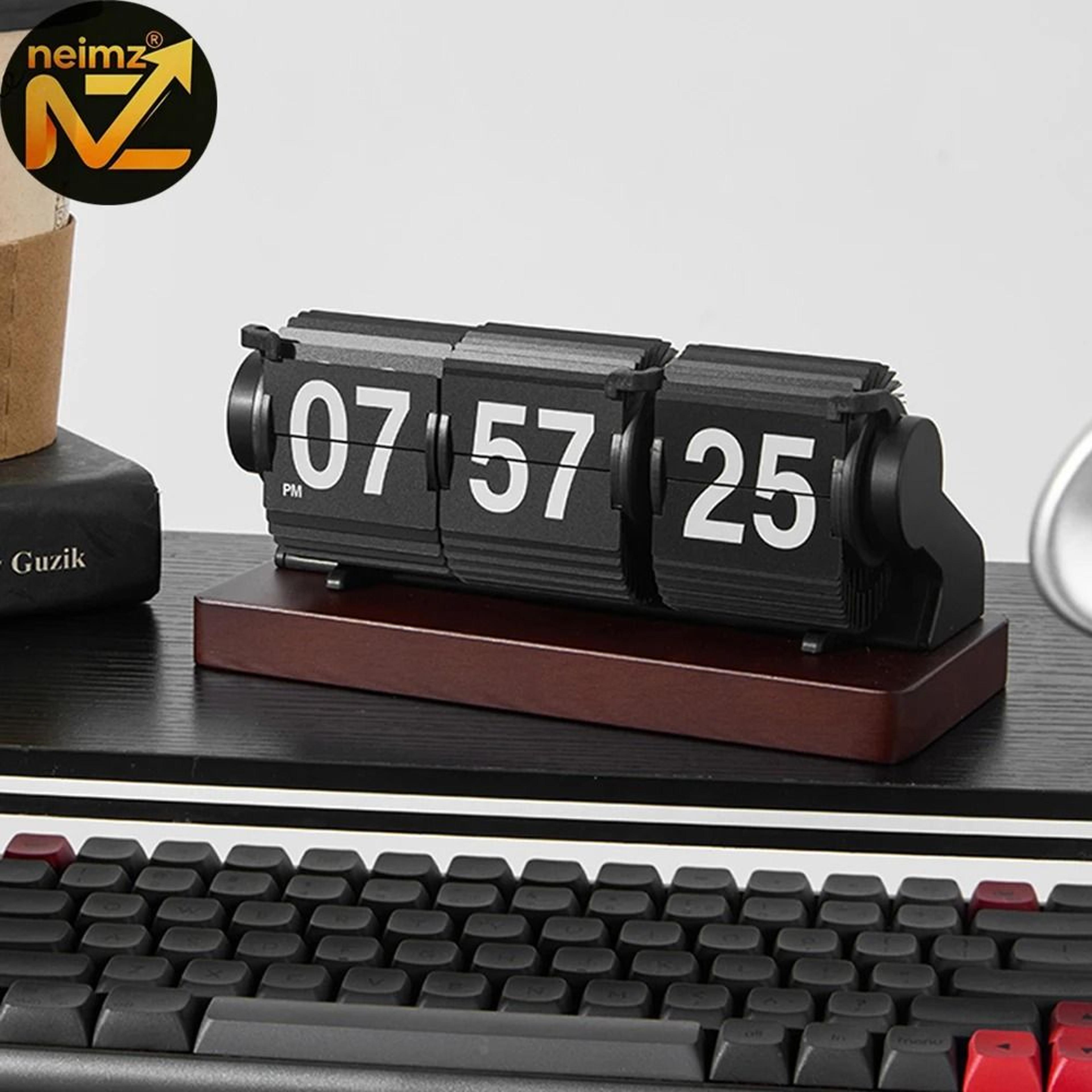 wooden flip clock with seconds and built in timer