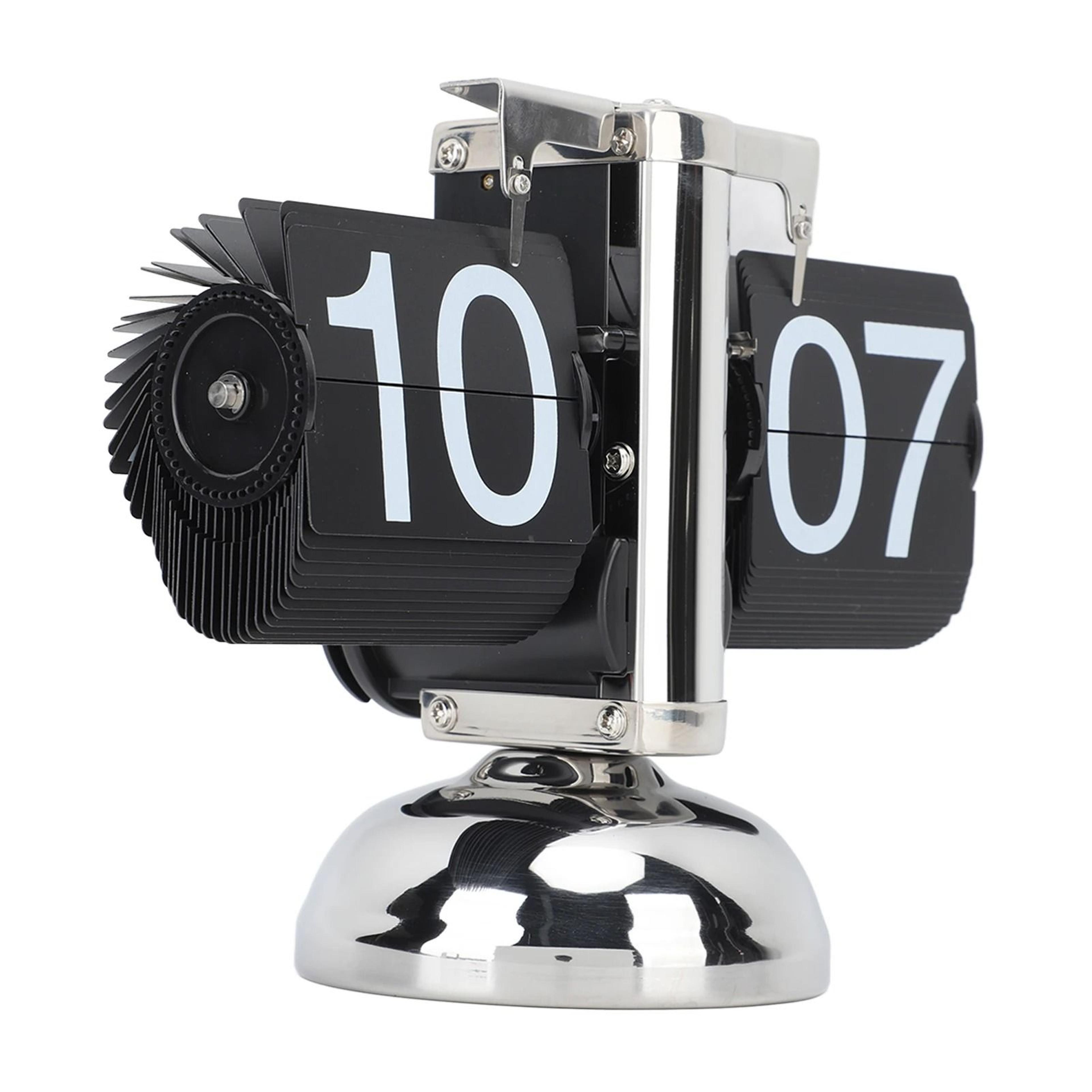 24 hour retro flip clock with large numbers and stainless steel base