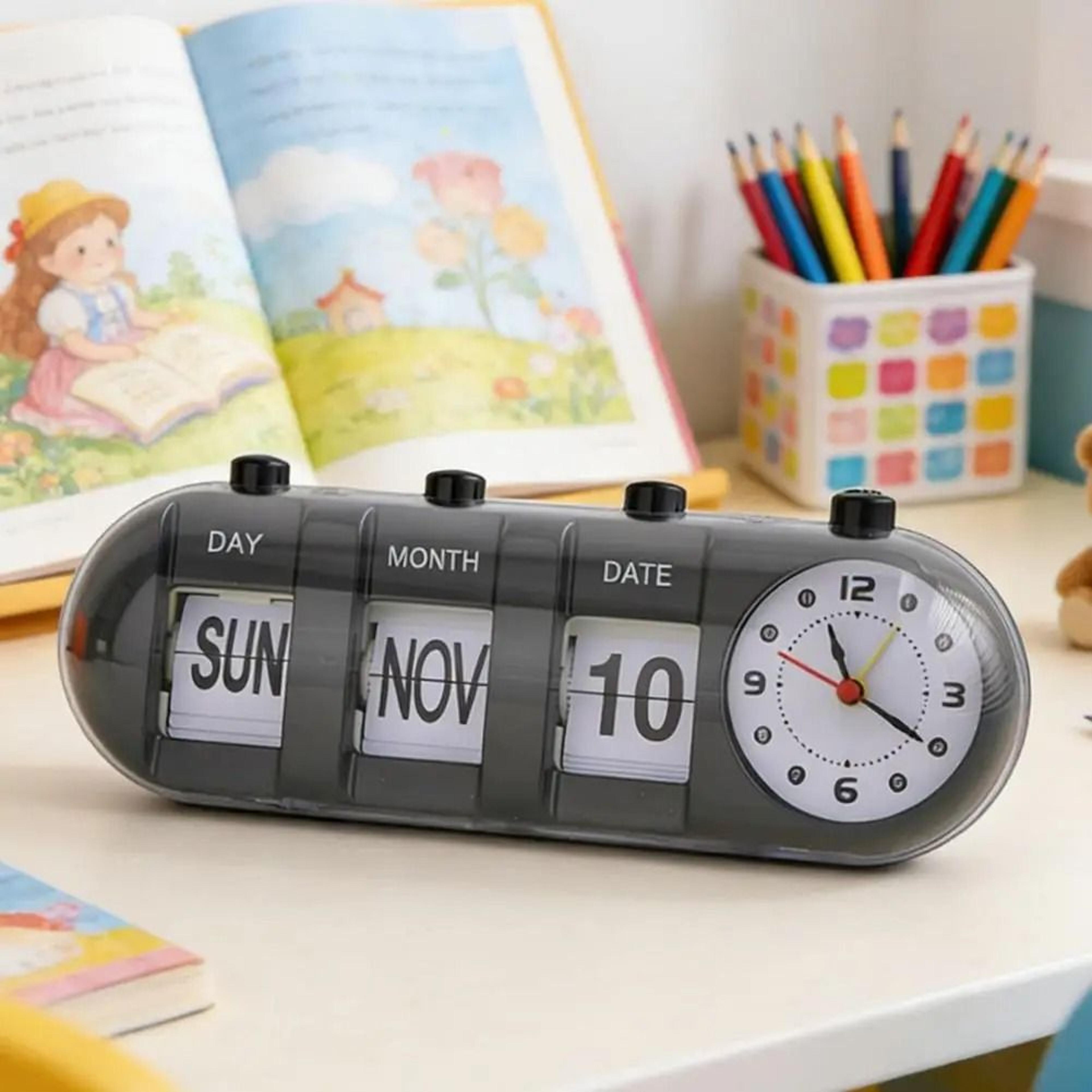 nordic flip calendar clock with manual date display
