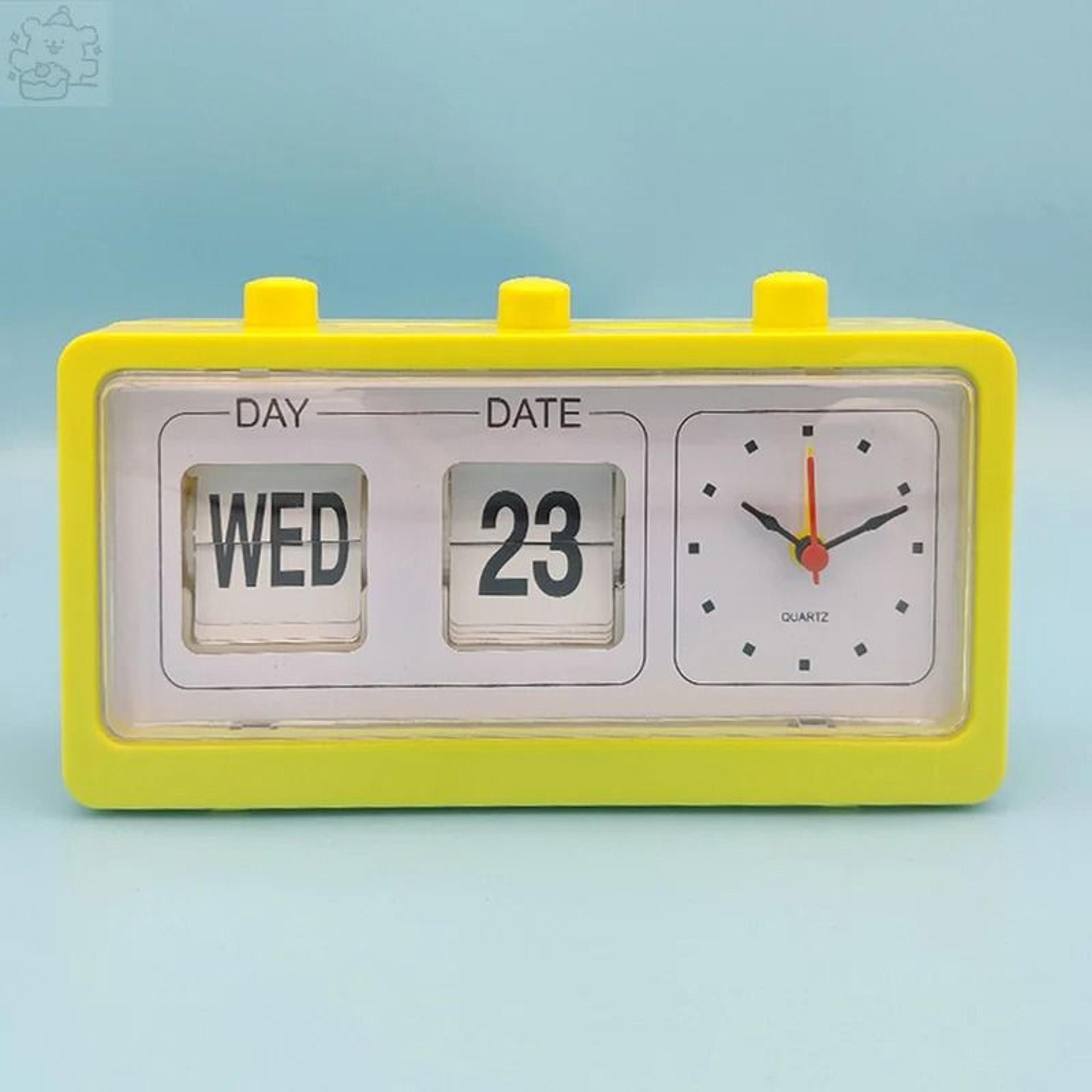 vintage flip calendar desk clock with day date and time display