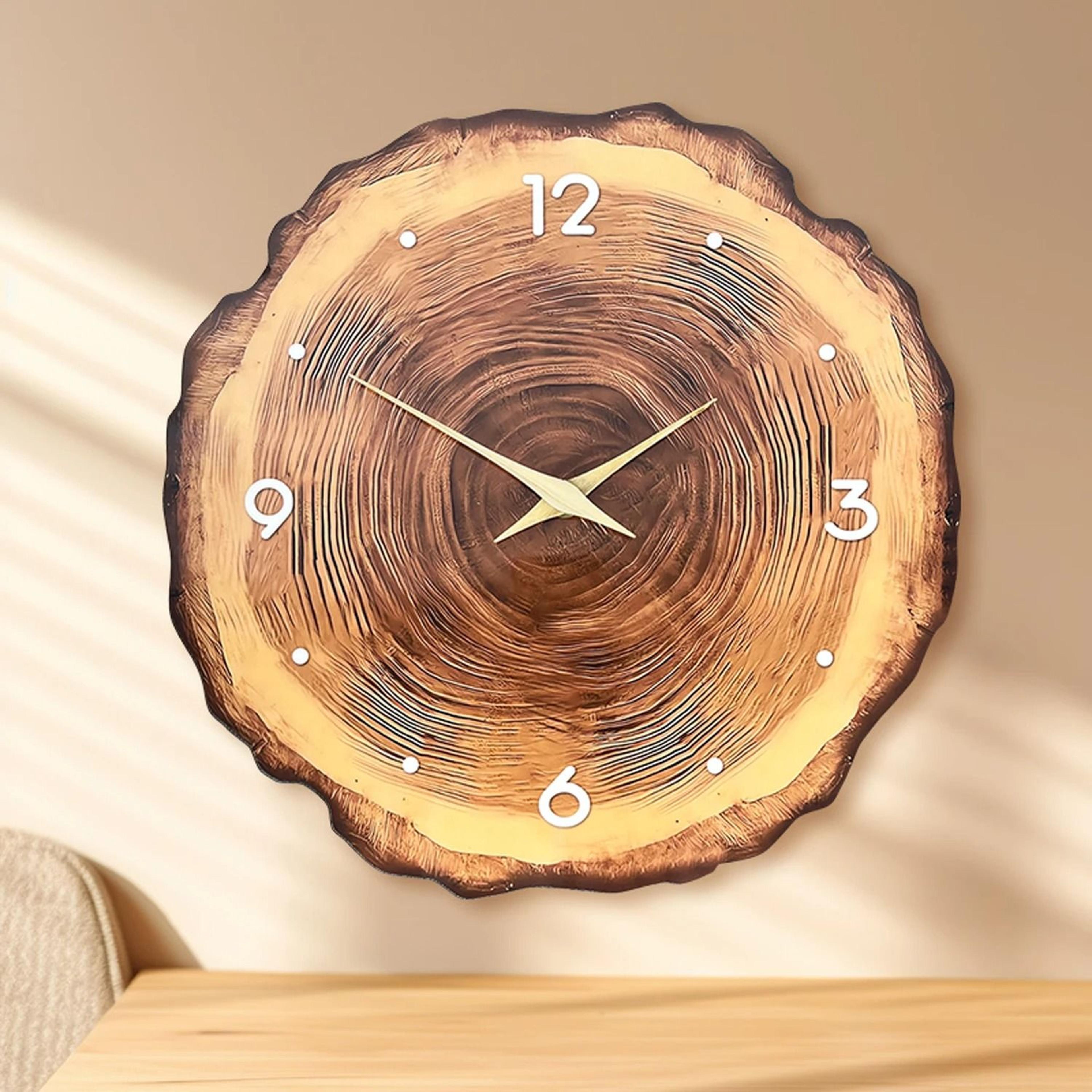 natural wood grain silent wall clock with solid wood hands