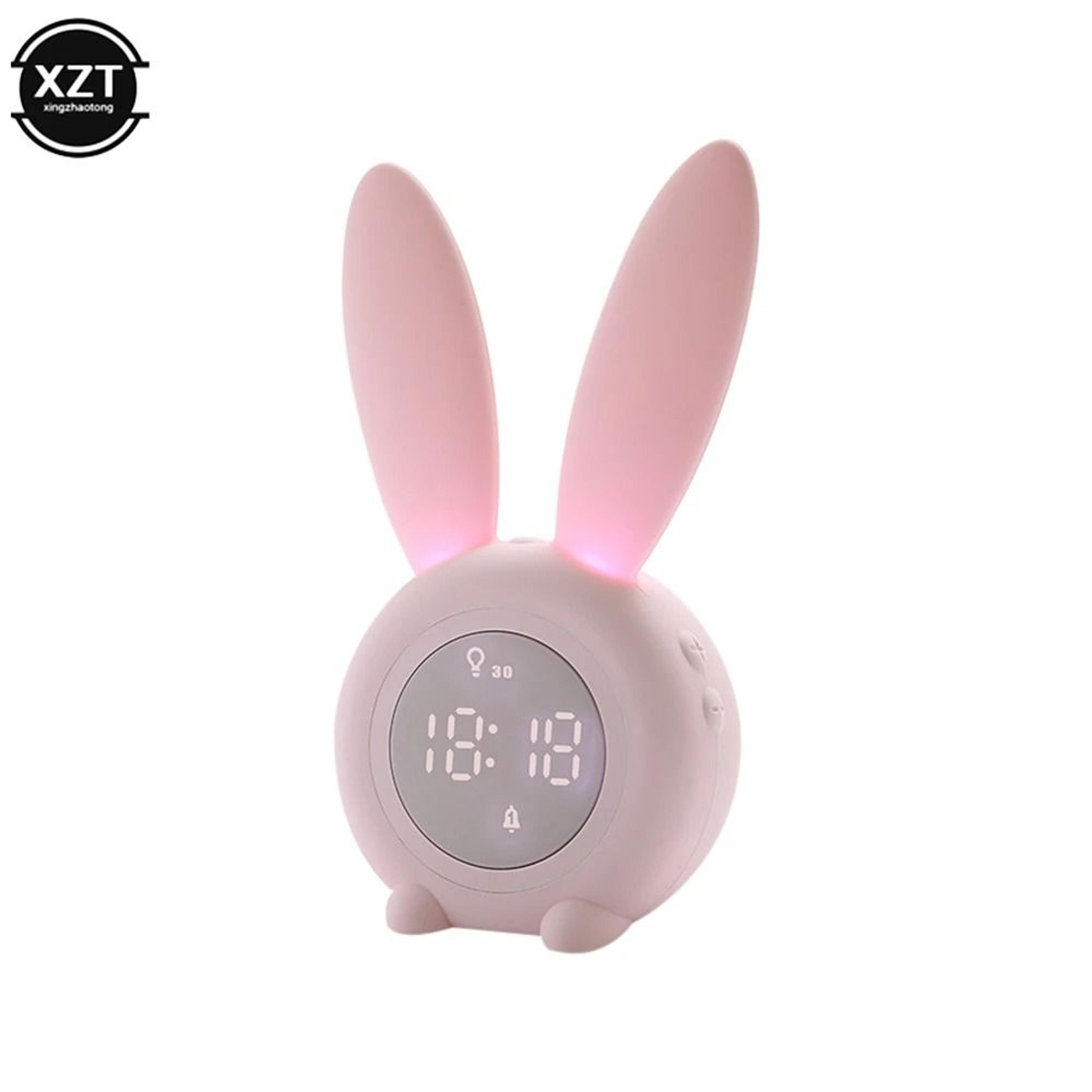 bunny led alarm clock with night light and sound control