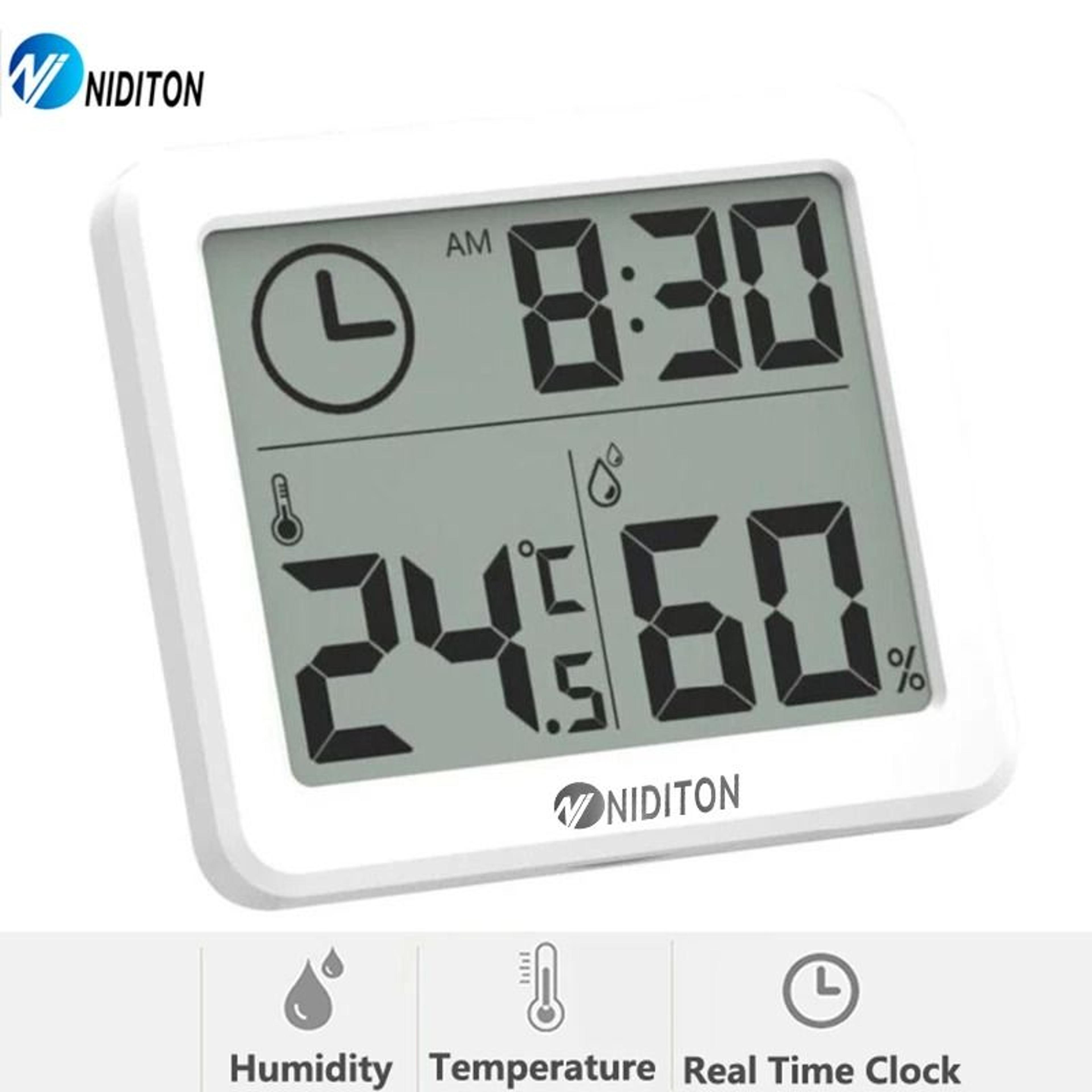 niditon digital temperature humidity clock for desk and wall