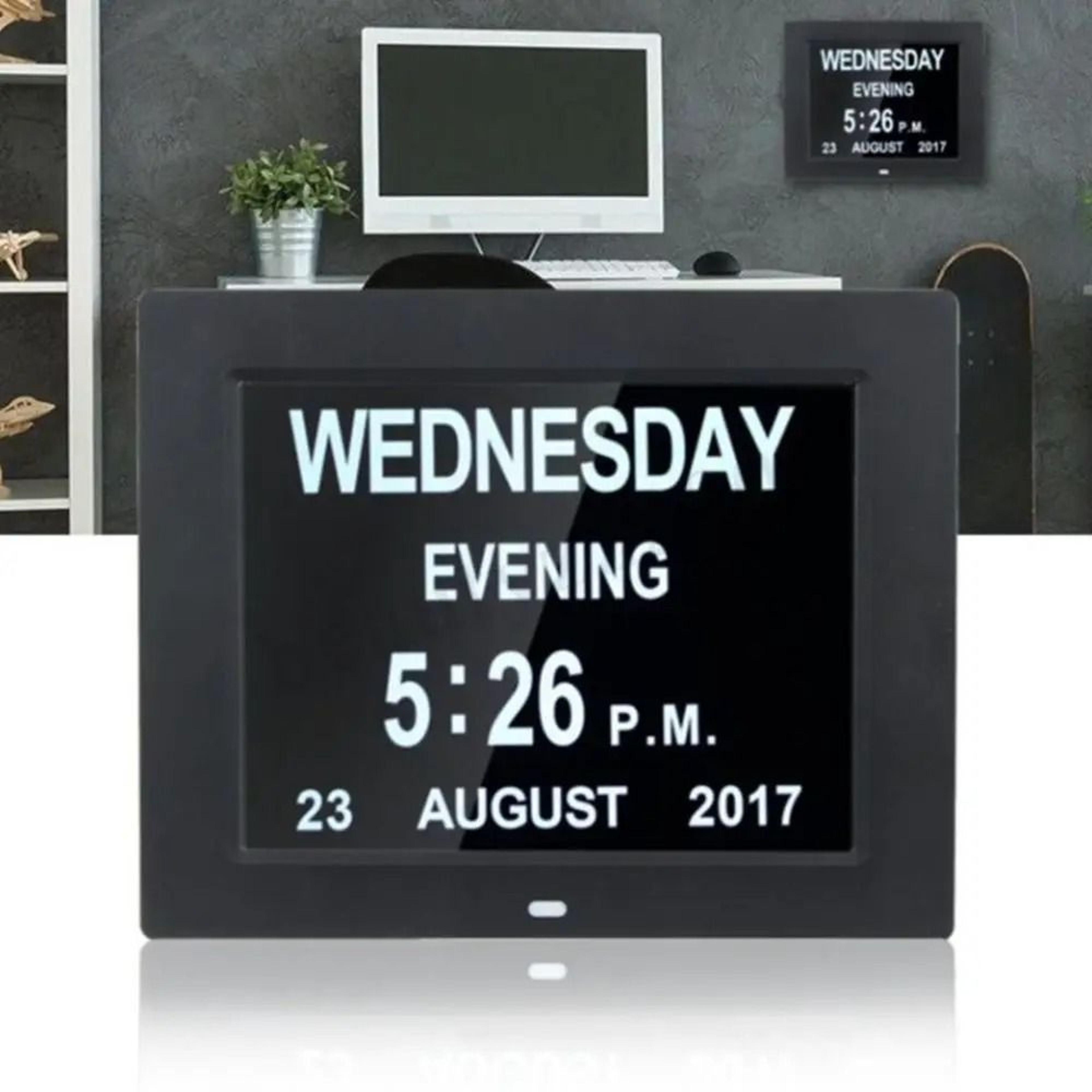 large digital day date clock with calendar and alarm