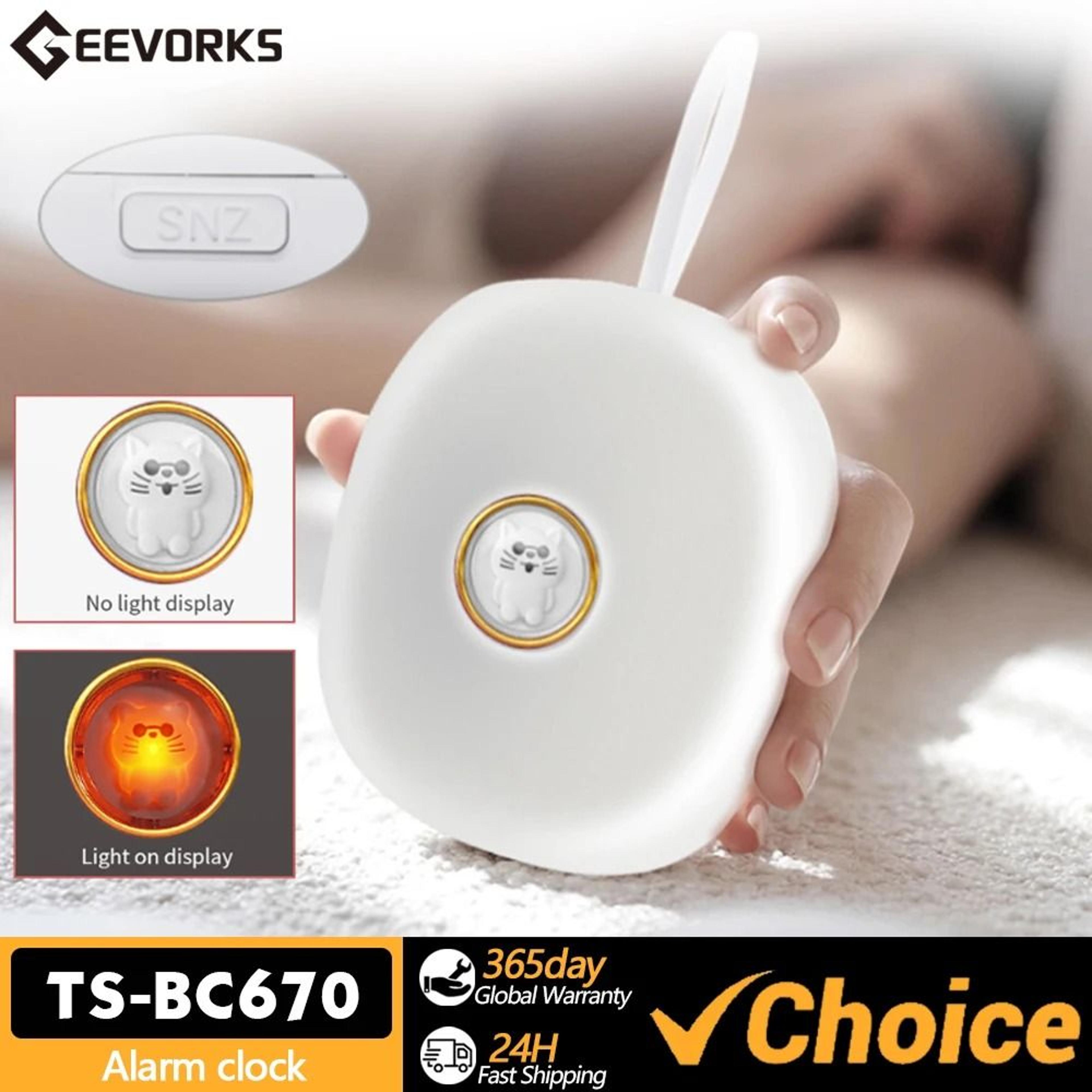 cute vibration alarm clock with dual alarm and adjustable strong wake-up