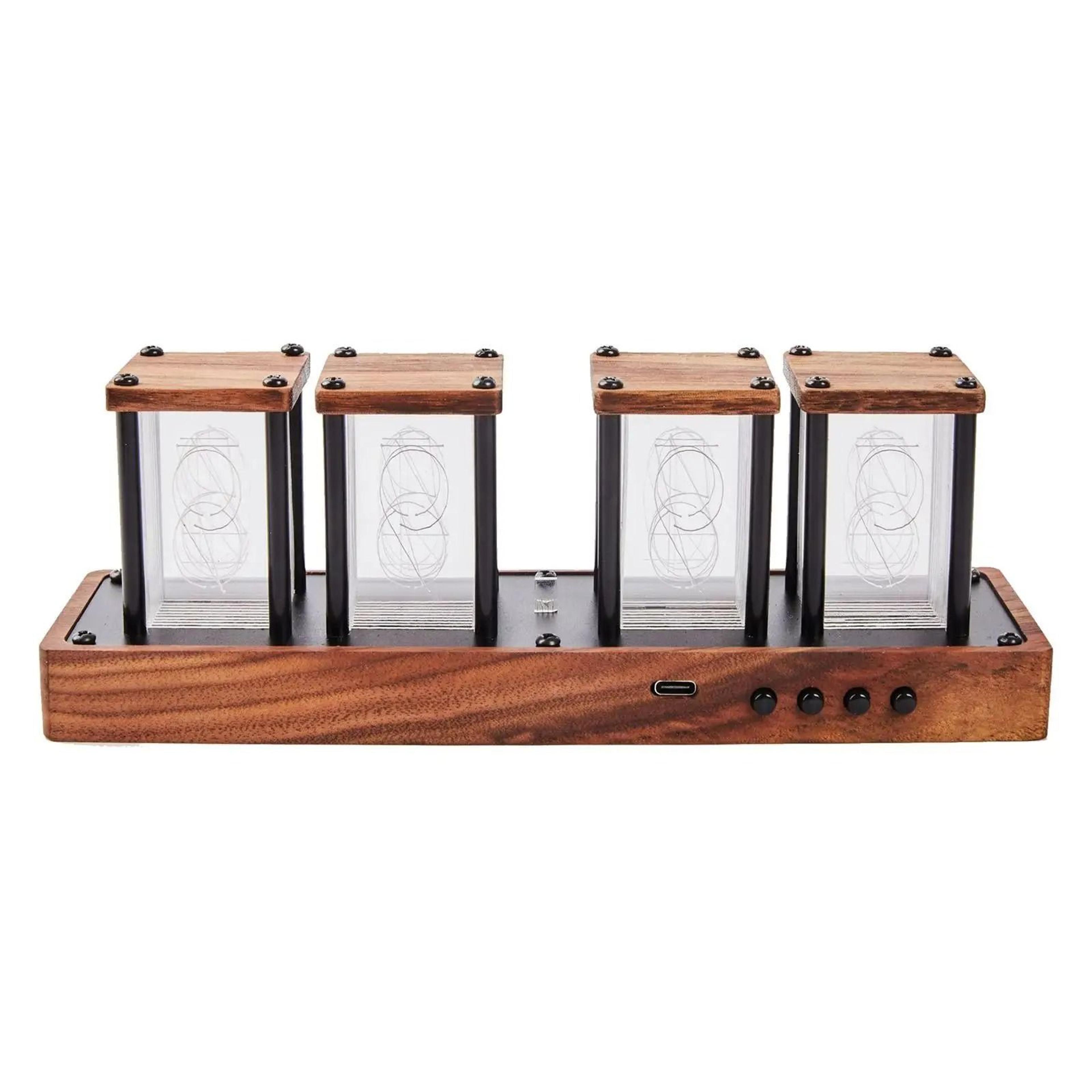 colorful nixie tube clock with rgb led display and alarm