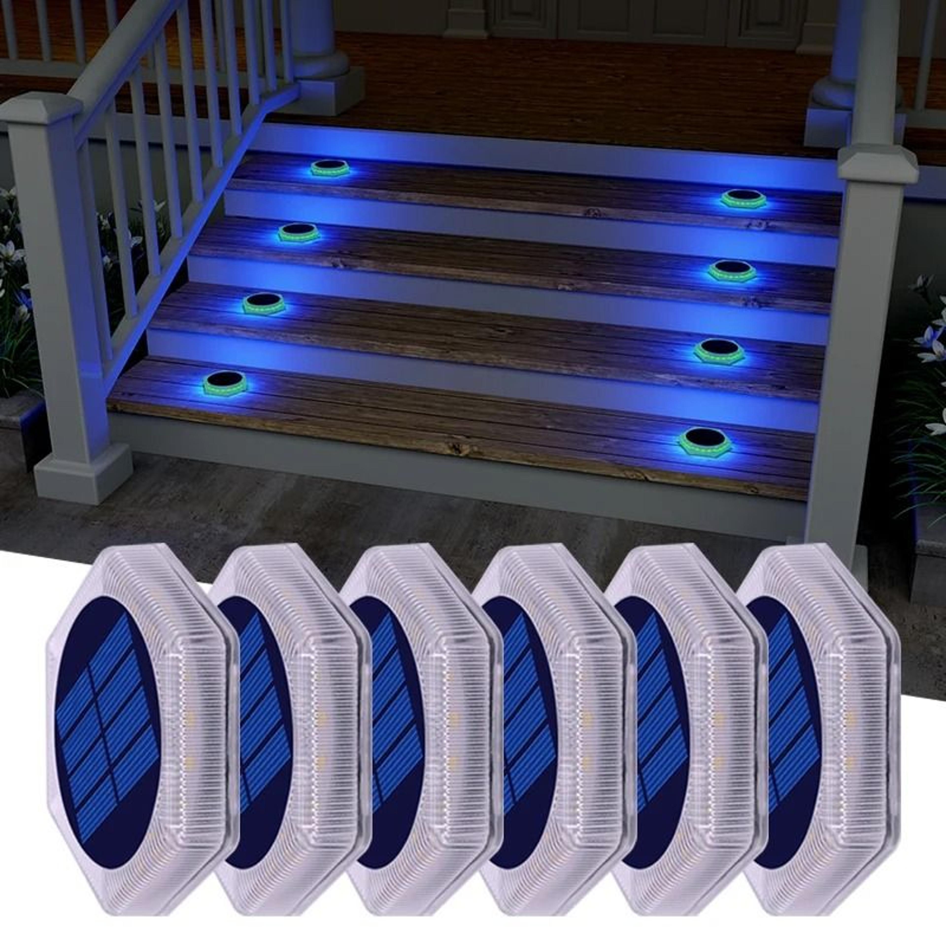 6 pack solar driveway lights ip68 waterproof blue led step lights