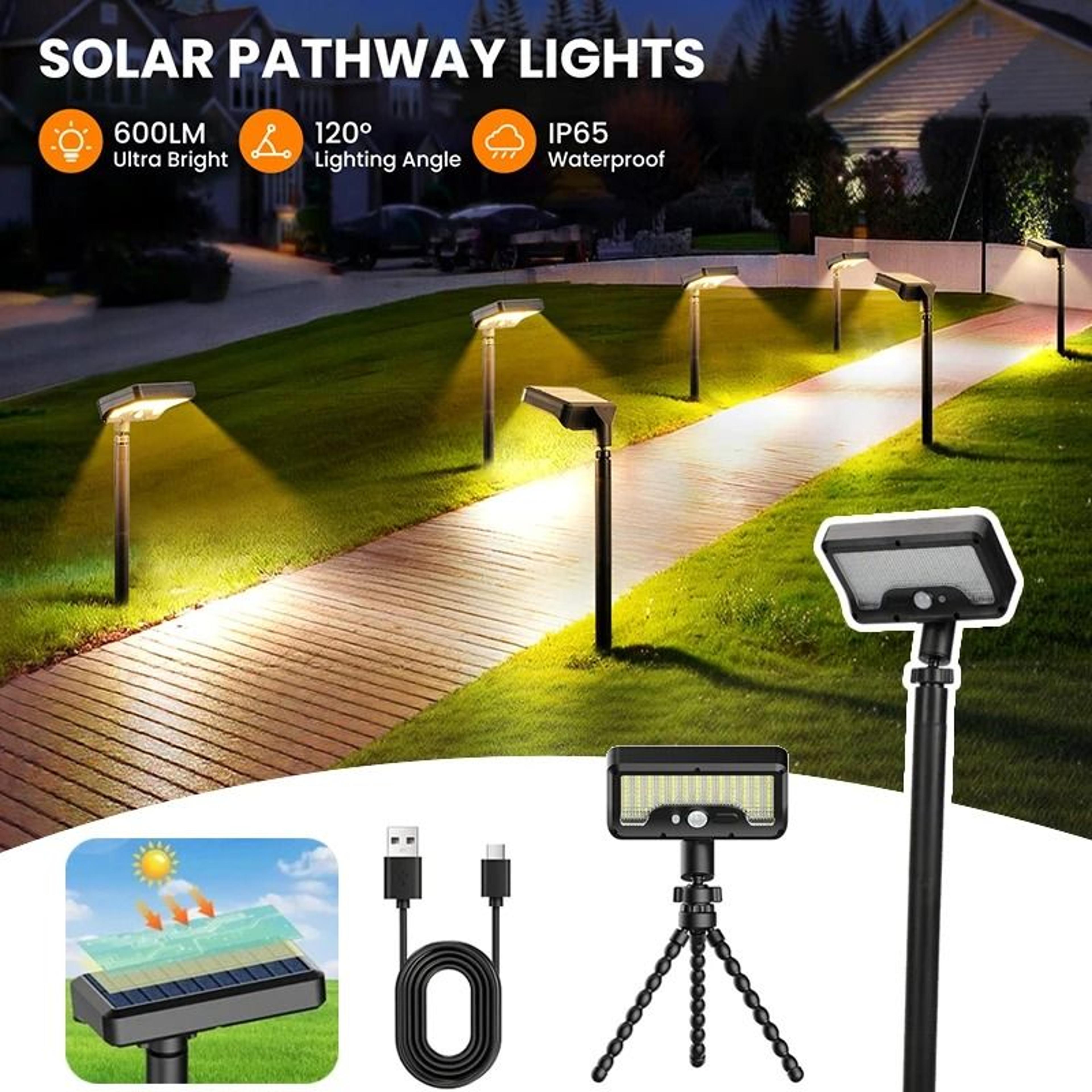 92 led solar pathway lights with motion sensor and adjustable angle