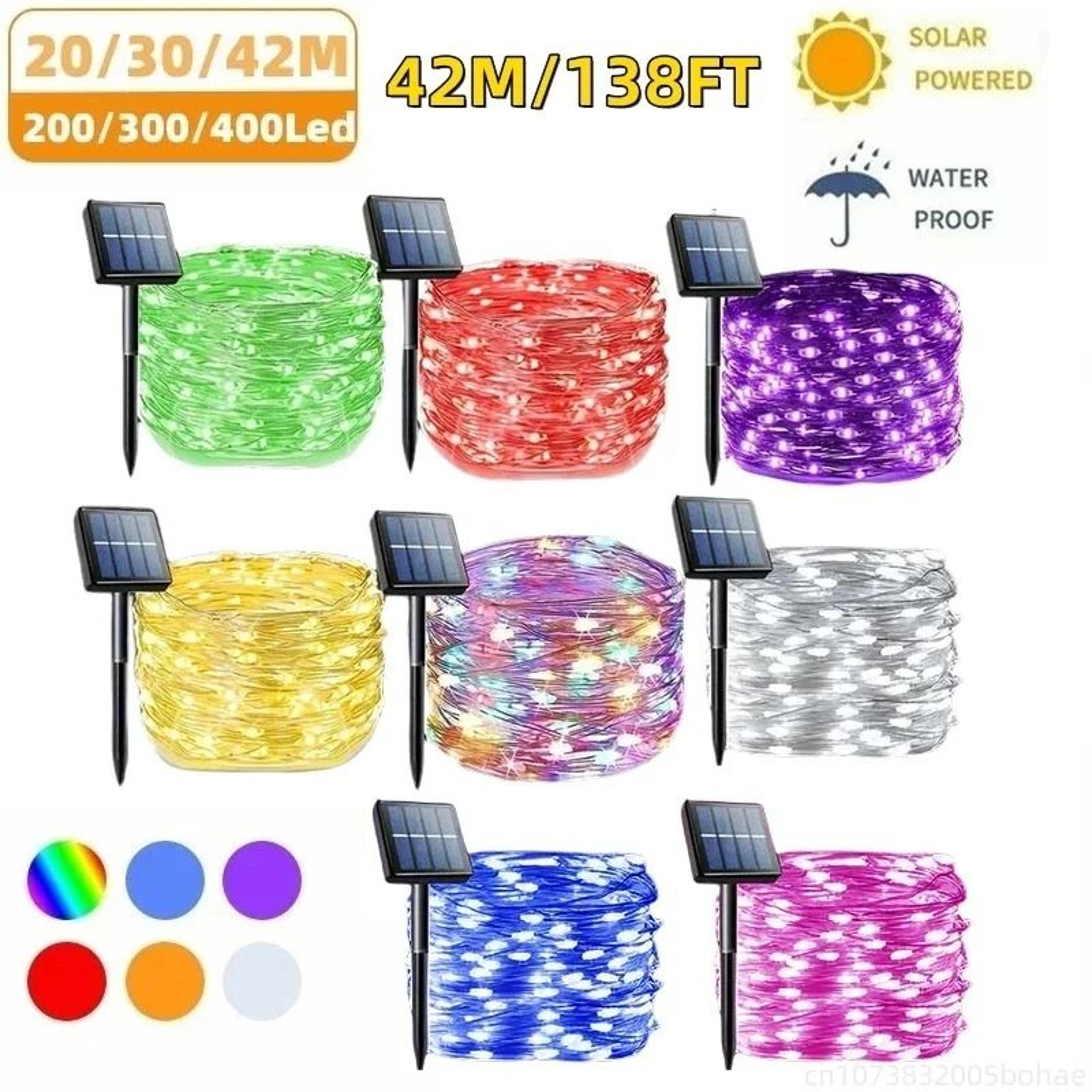 42m 400 led solar fairy string lights for outdoor garden decor