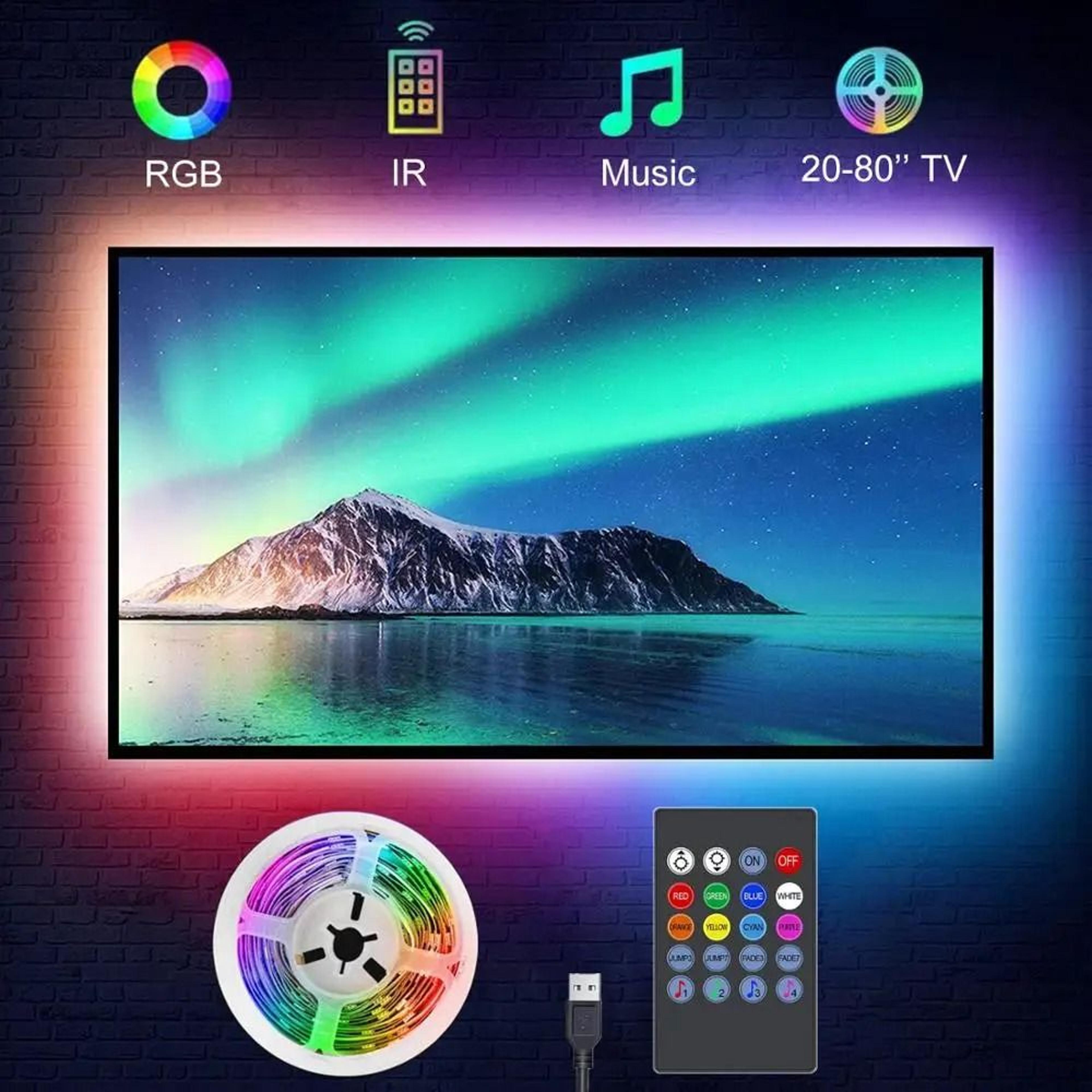 music sync rgb tv backlight usb led strip for 15–80 inch screens
