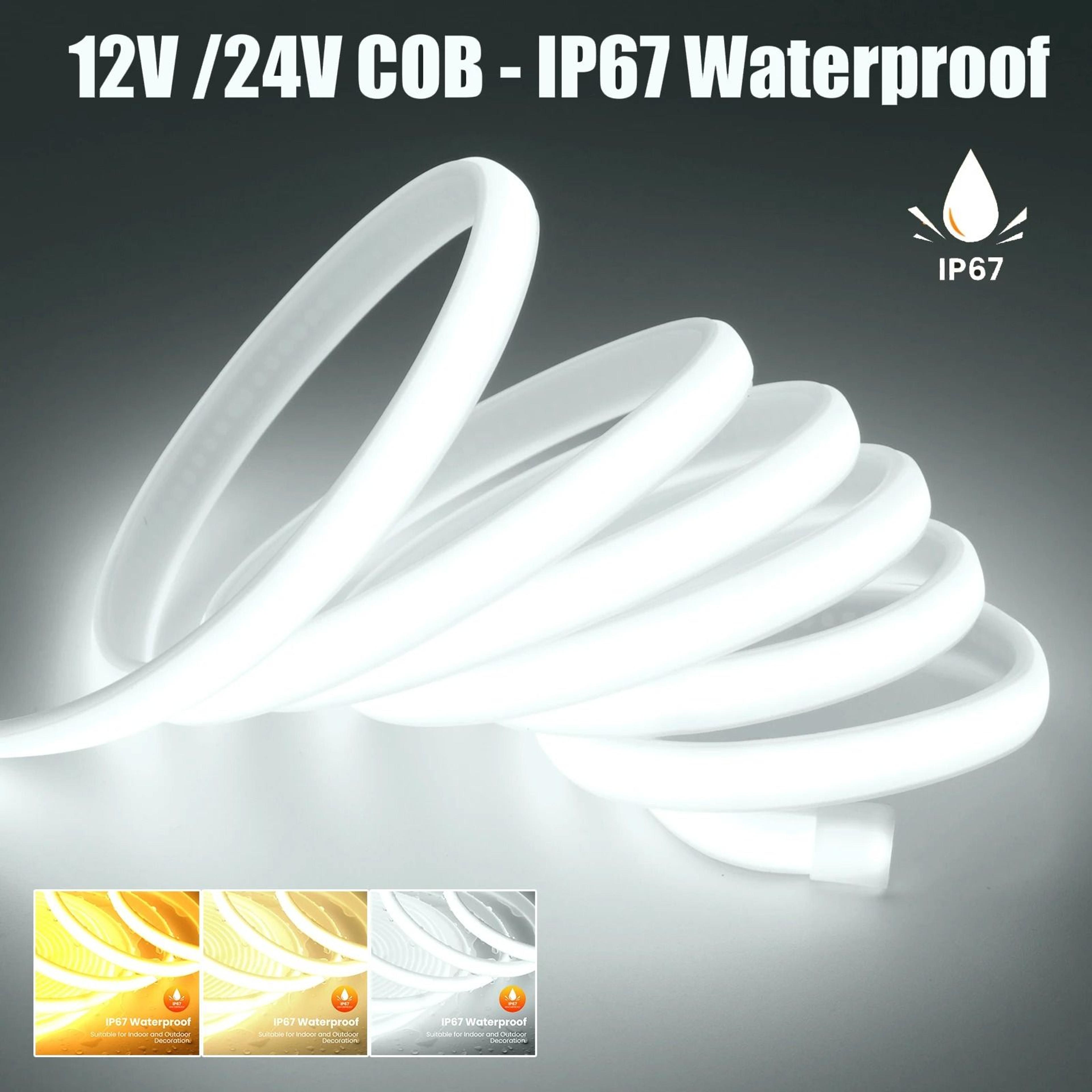 ip67 cob led strip light 12v 24v waterproof flexible neon tape