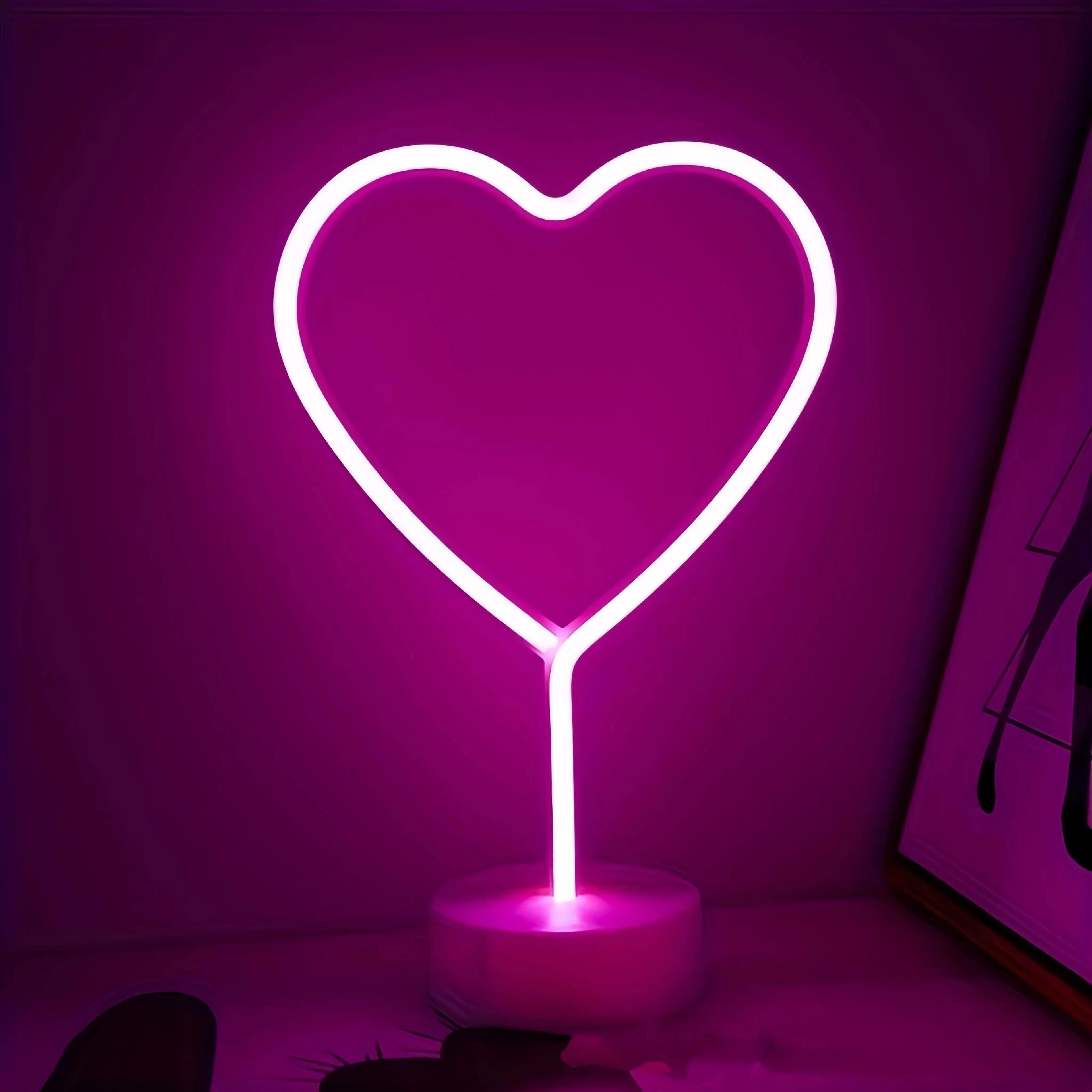 romantic heart shaped neon light usb and battery powered decor