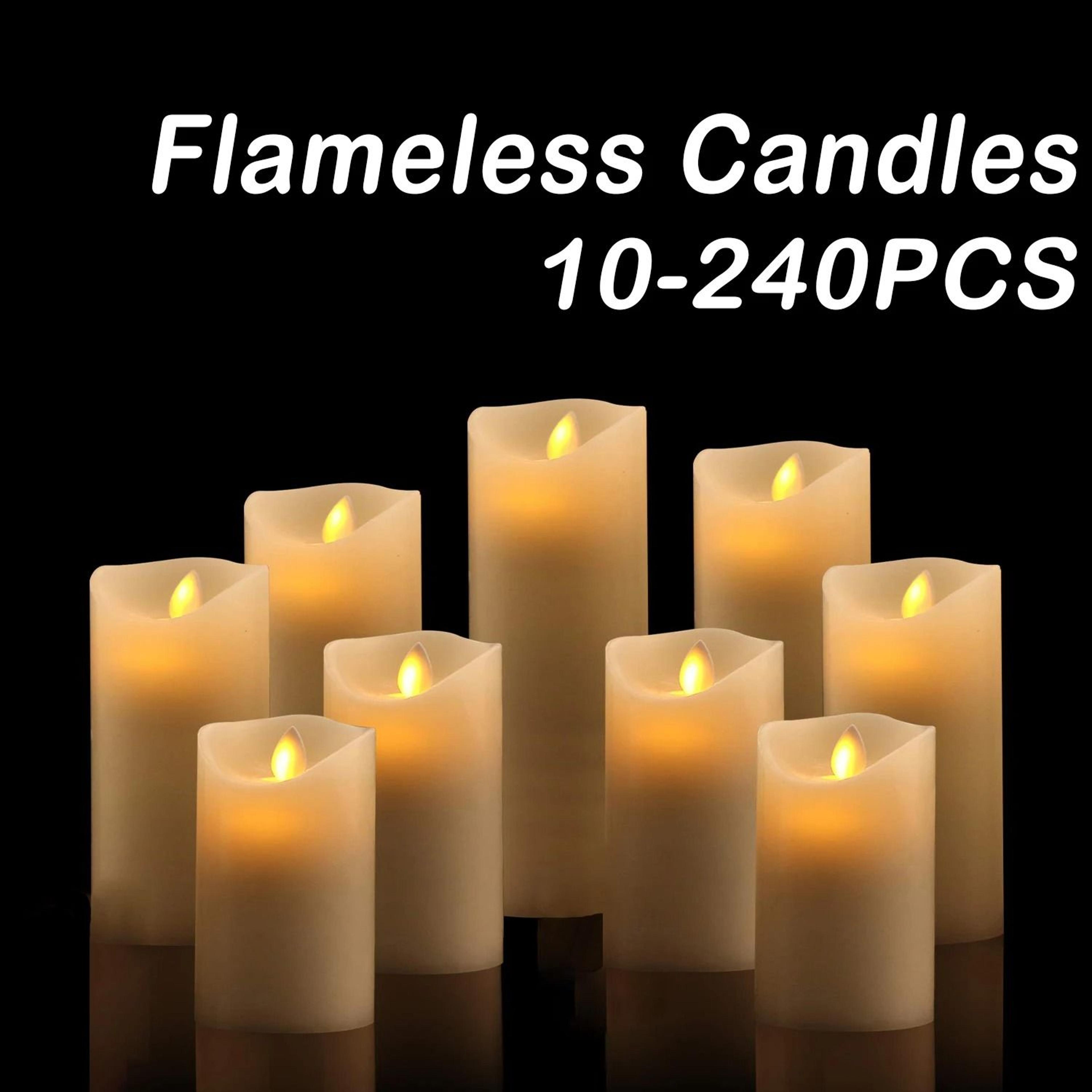 10–240pcs flameless pillar candles with remote control and flickering led