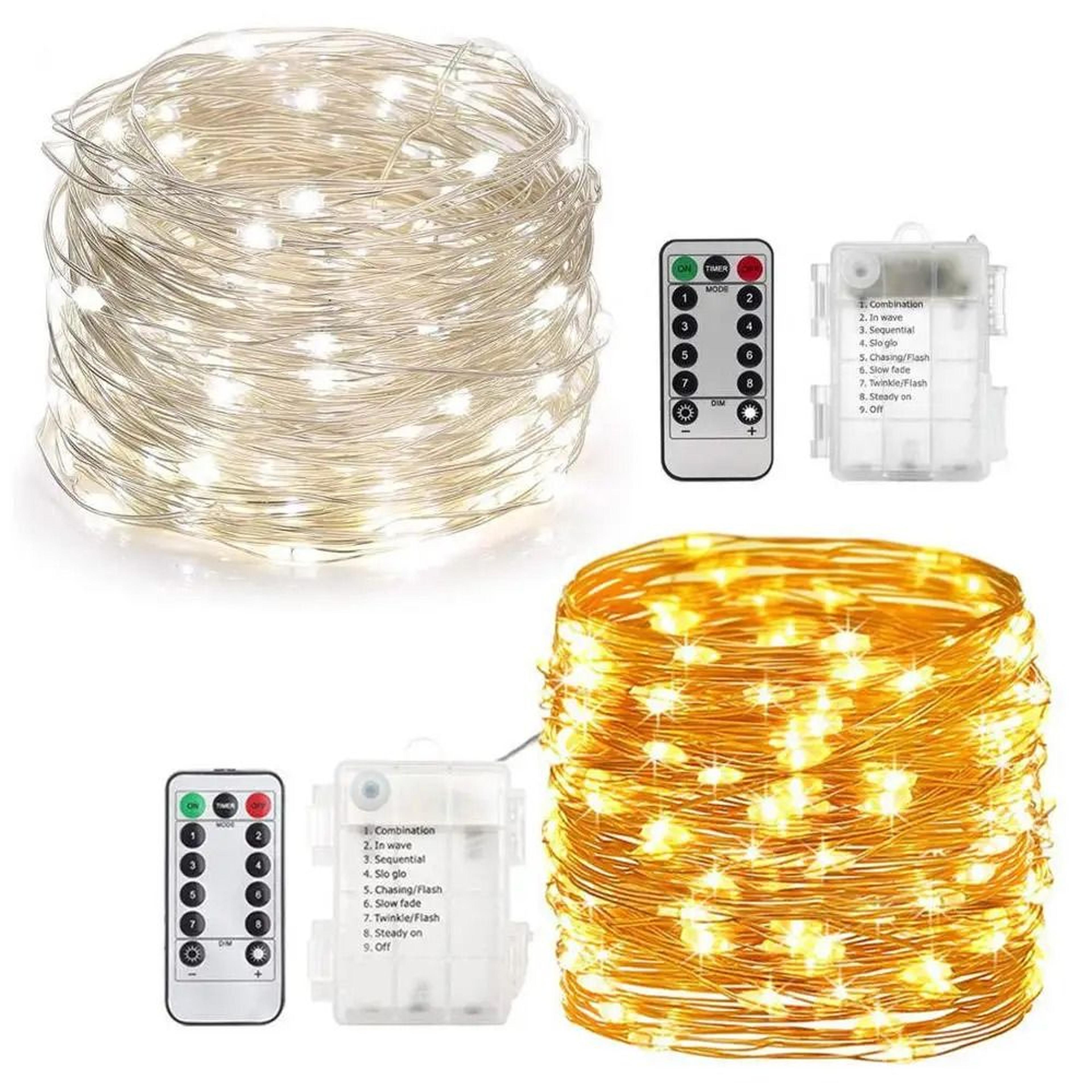 20–200 led battery operated fairy lights with remote and timer