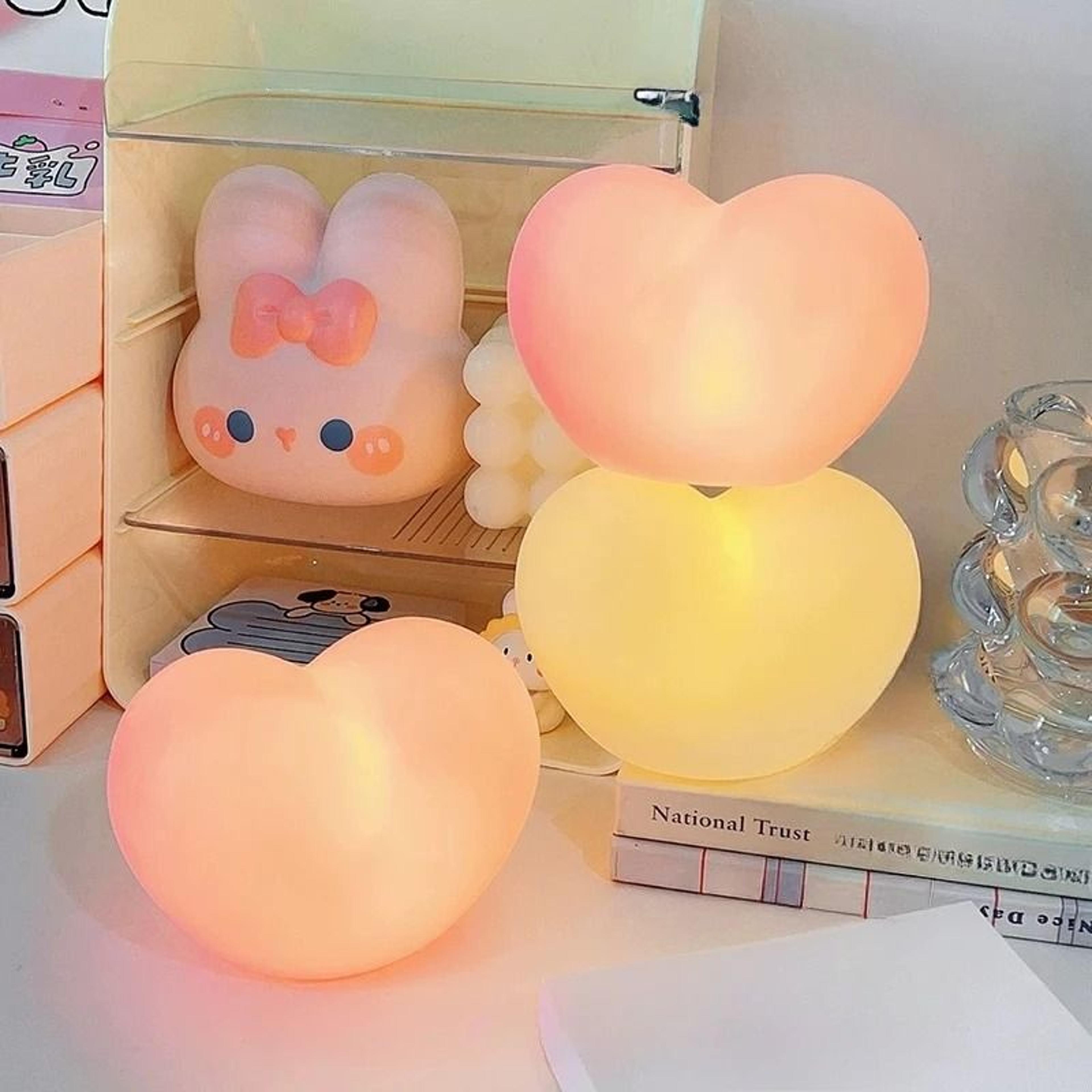 2pcs 3d love heart led lamp battery powered romantic decor light
