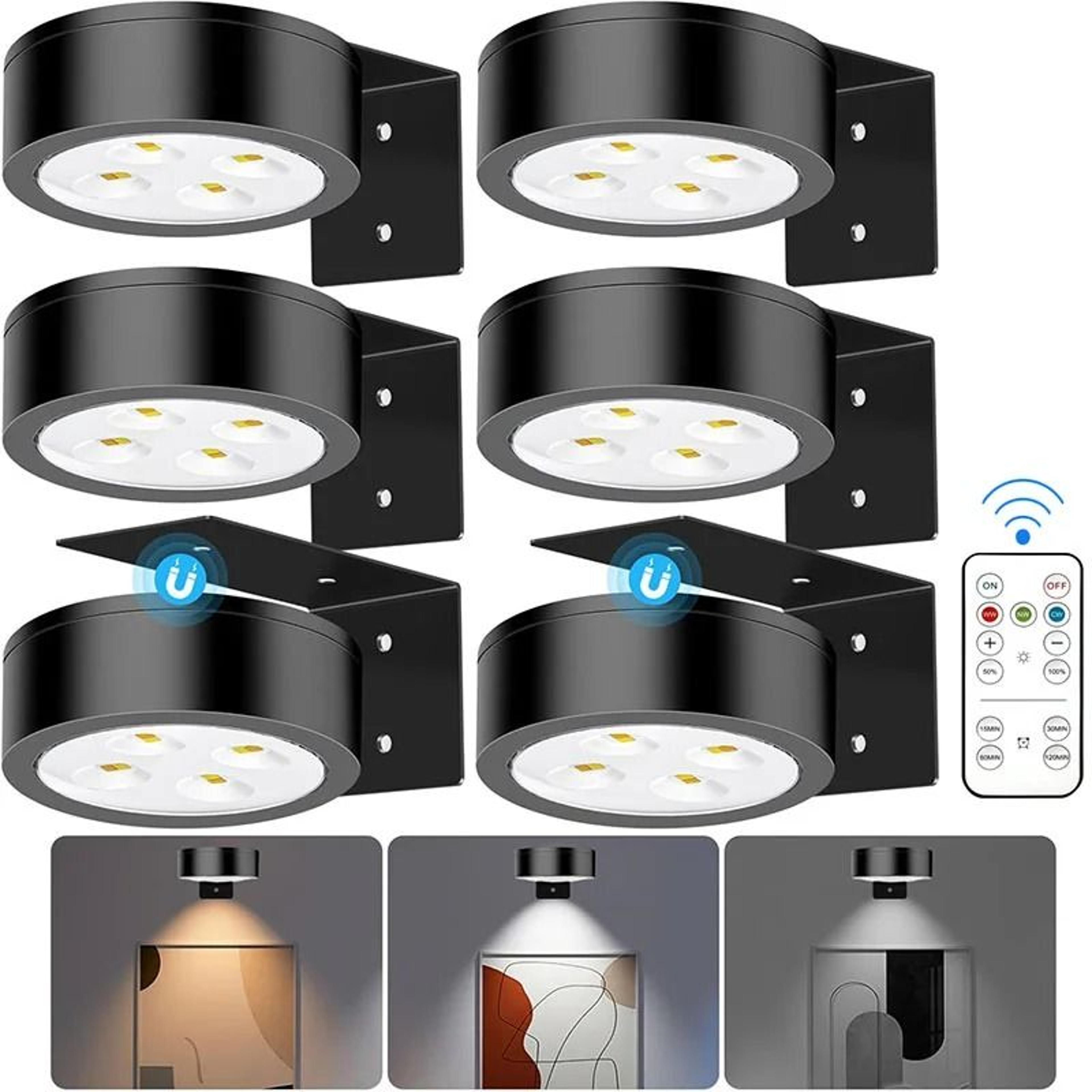 magnetic battery operated picture light with remote and timer