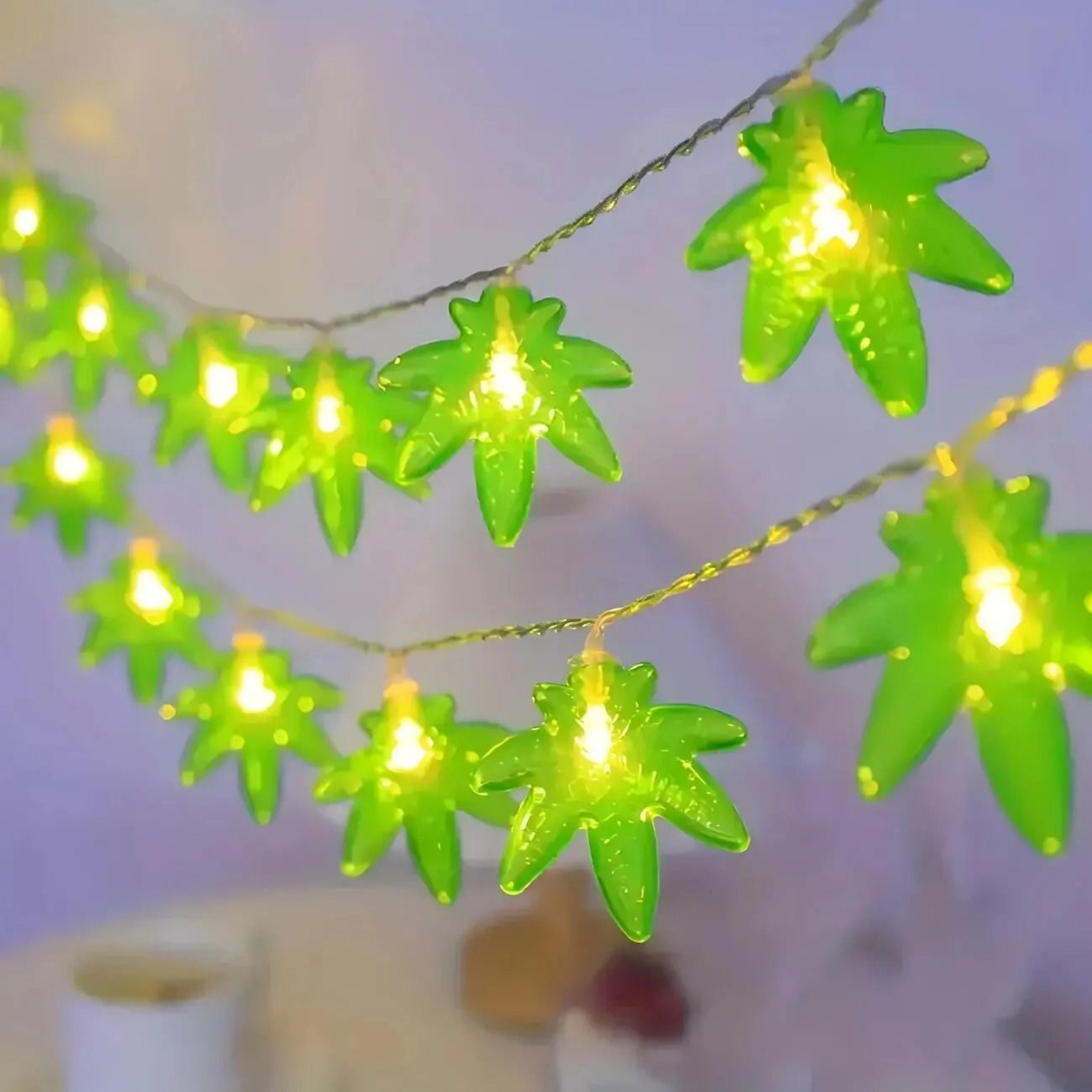 green maple leaf string lights battery powered decorative garland