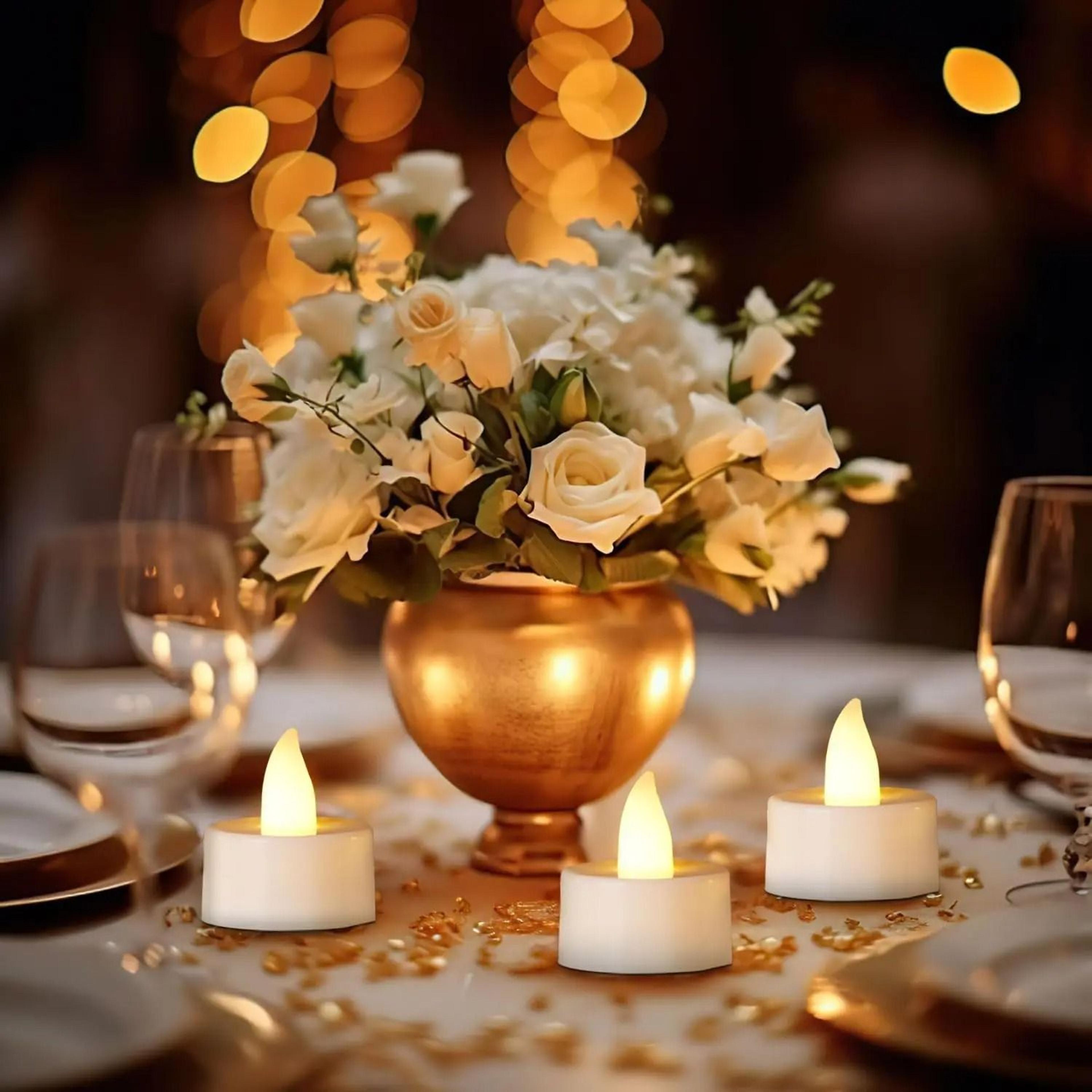 warm white flameless led tea light candles for holiday and party decor