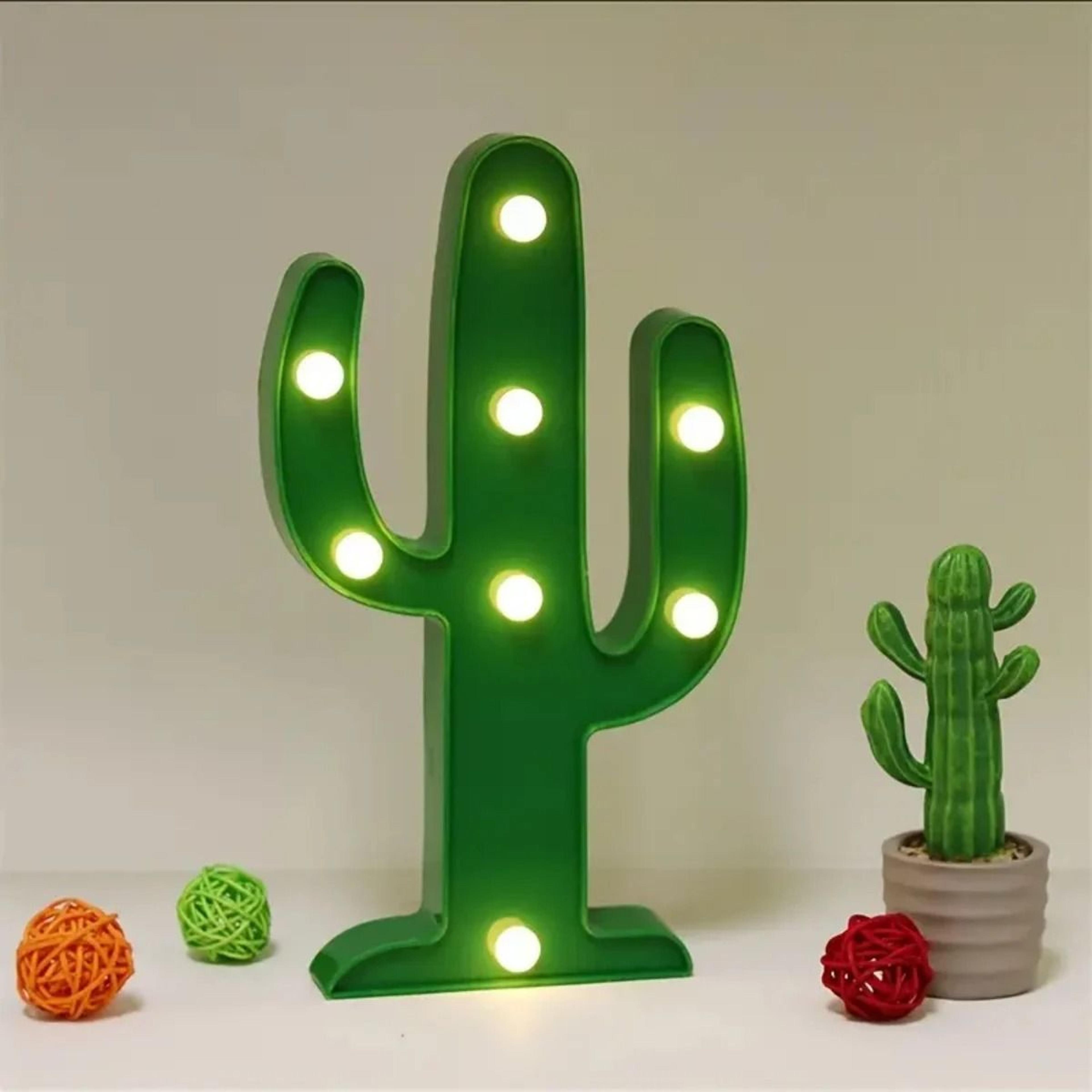 green cactus night light battery powered table and wall lamp