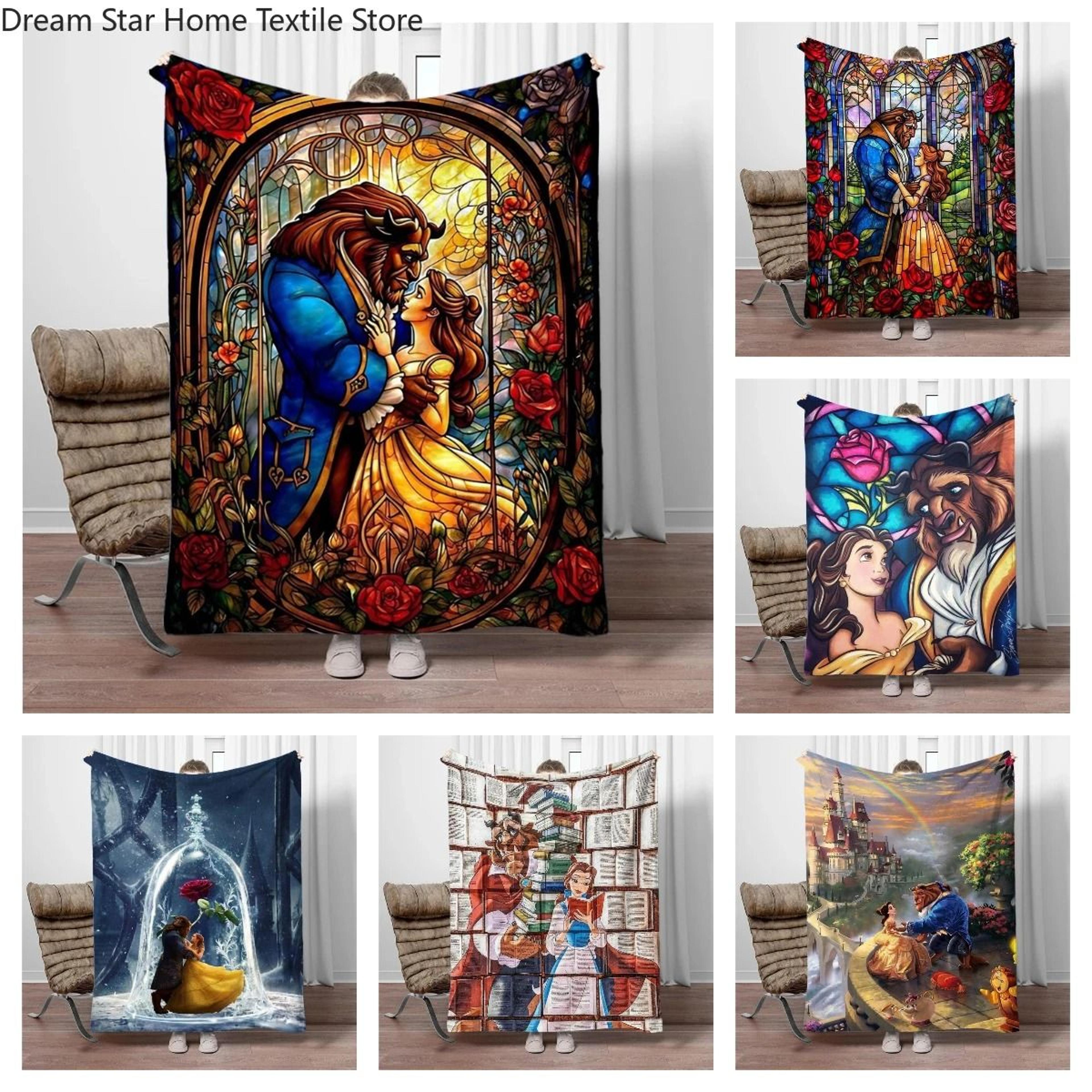 beauty and the beast flannel throw blanket soft cozy sofa blanket