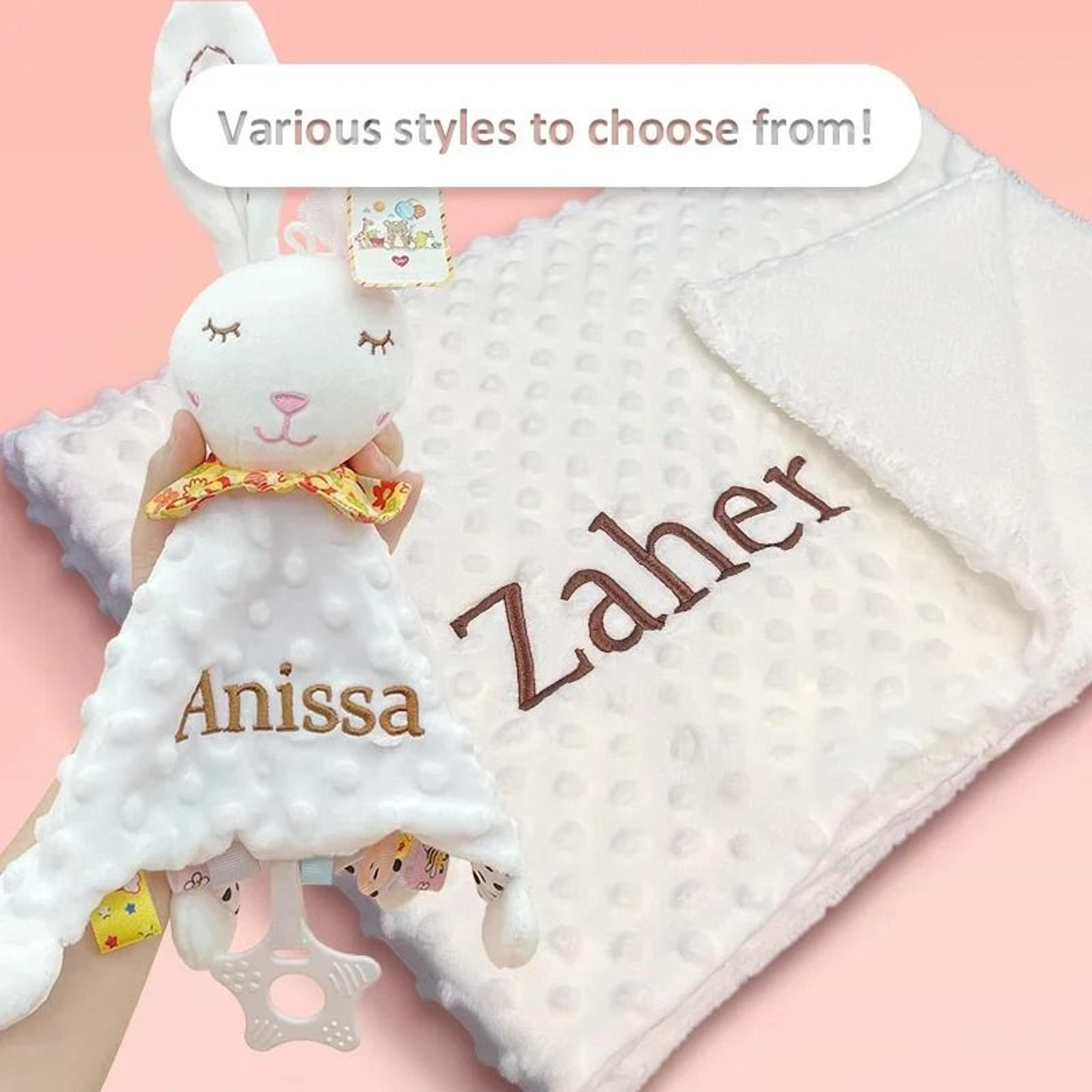 personalized minky baby blanket and bunny comforter set