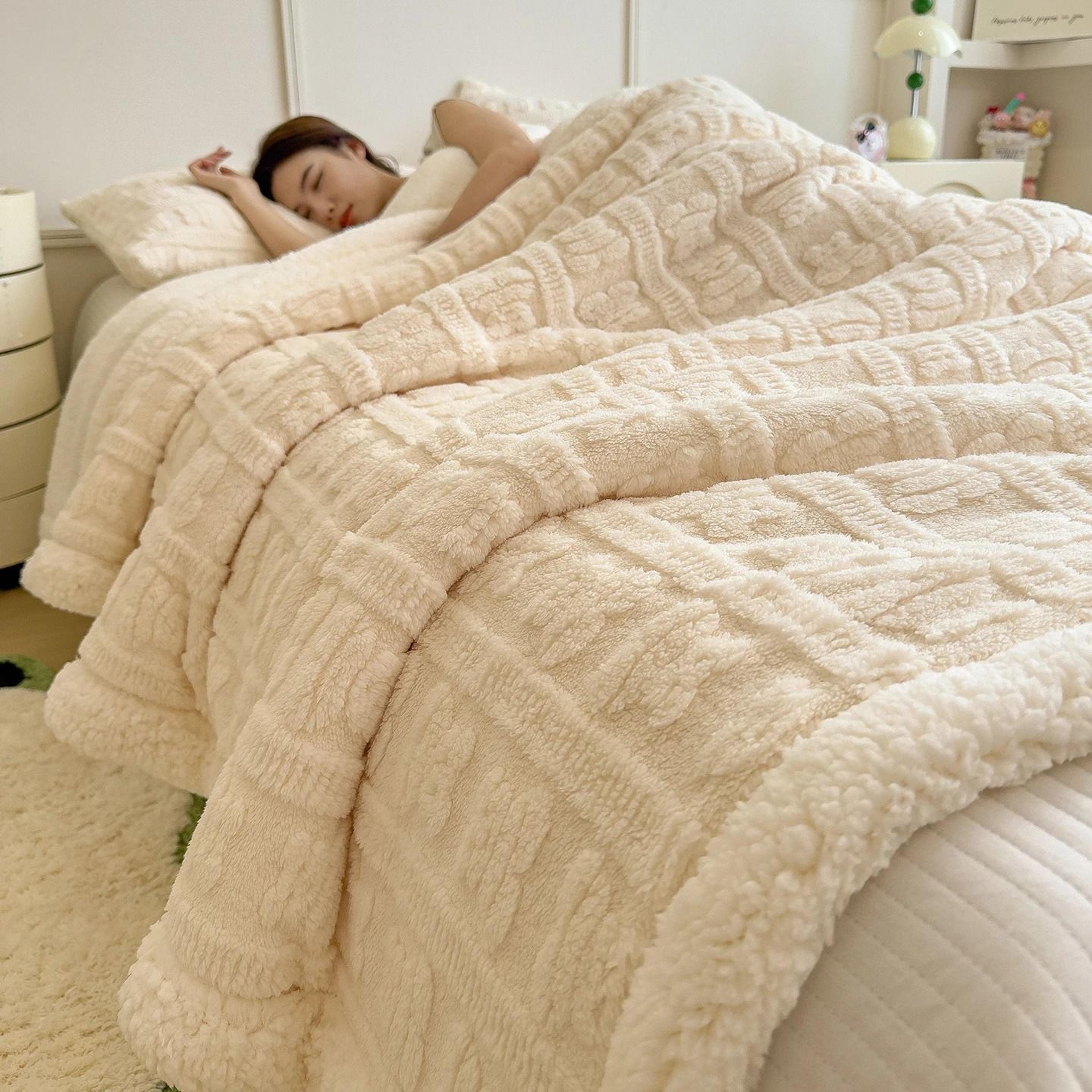 thick coral fleece winter blanket soft lamb wool sofa throw