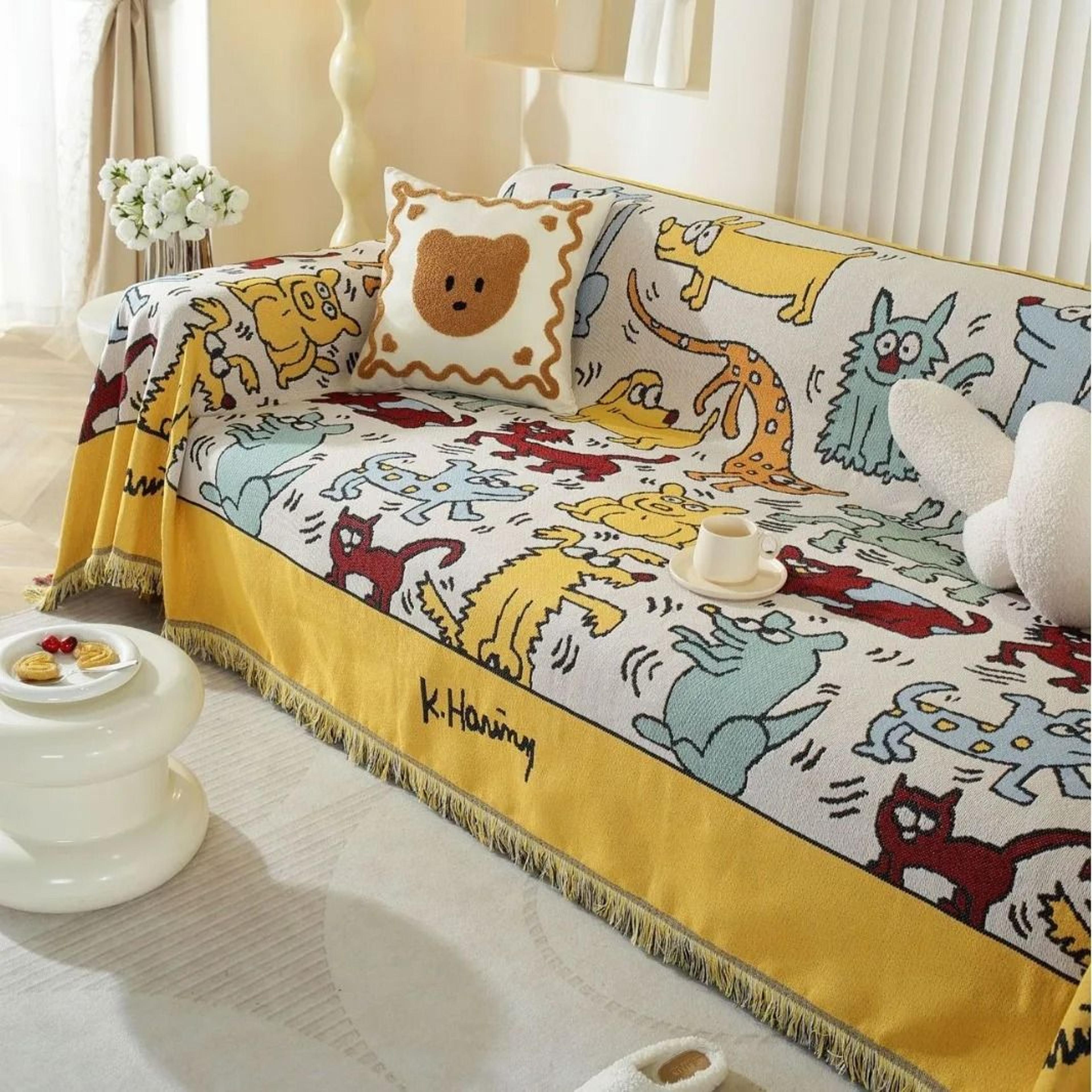 graffiti woven tapestry sofa cover nordic throw blanket
