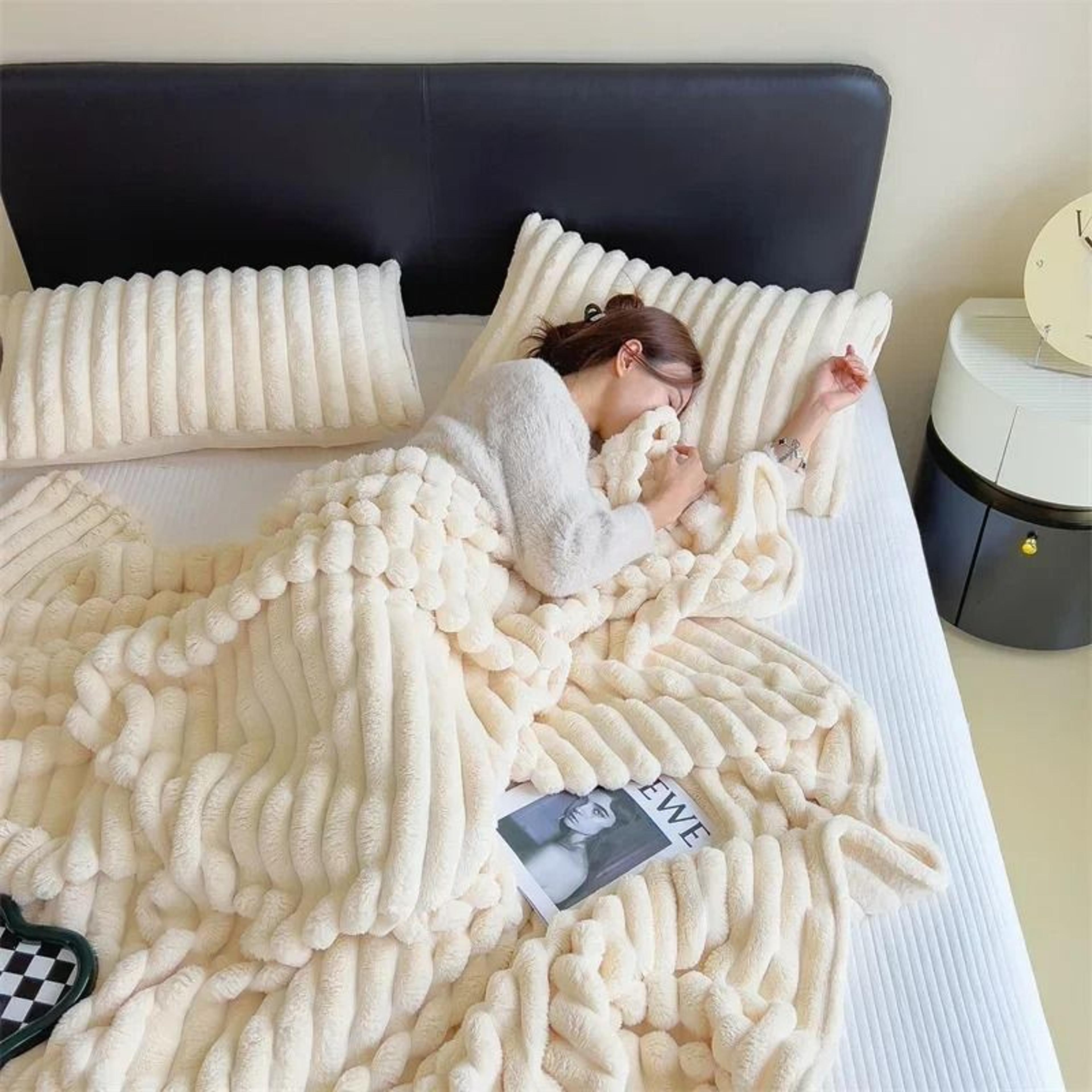 faux rabbit fur throw blanket soft fluffy sofa blanket