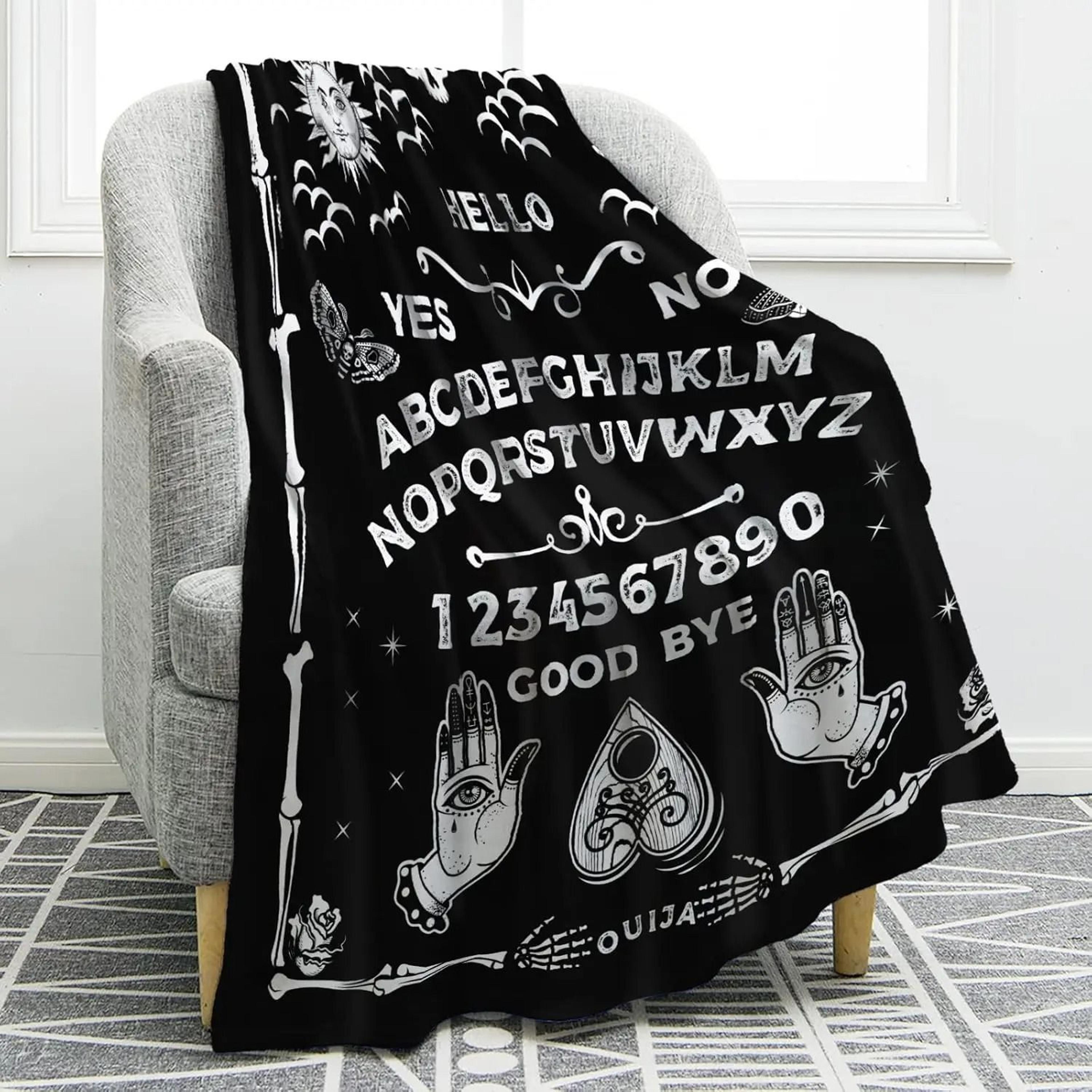 ouija board gothic throw blanket sun moon skull witch decor