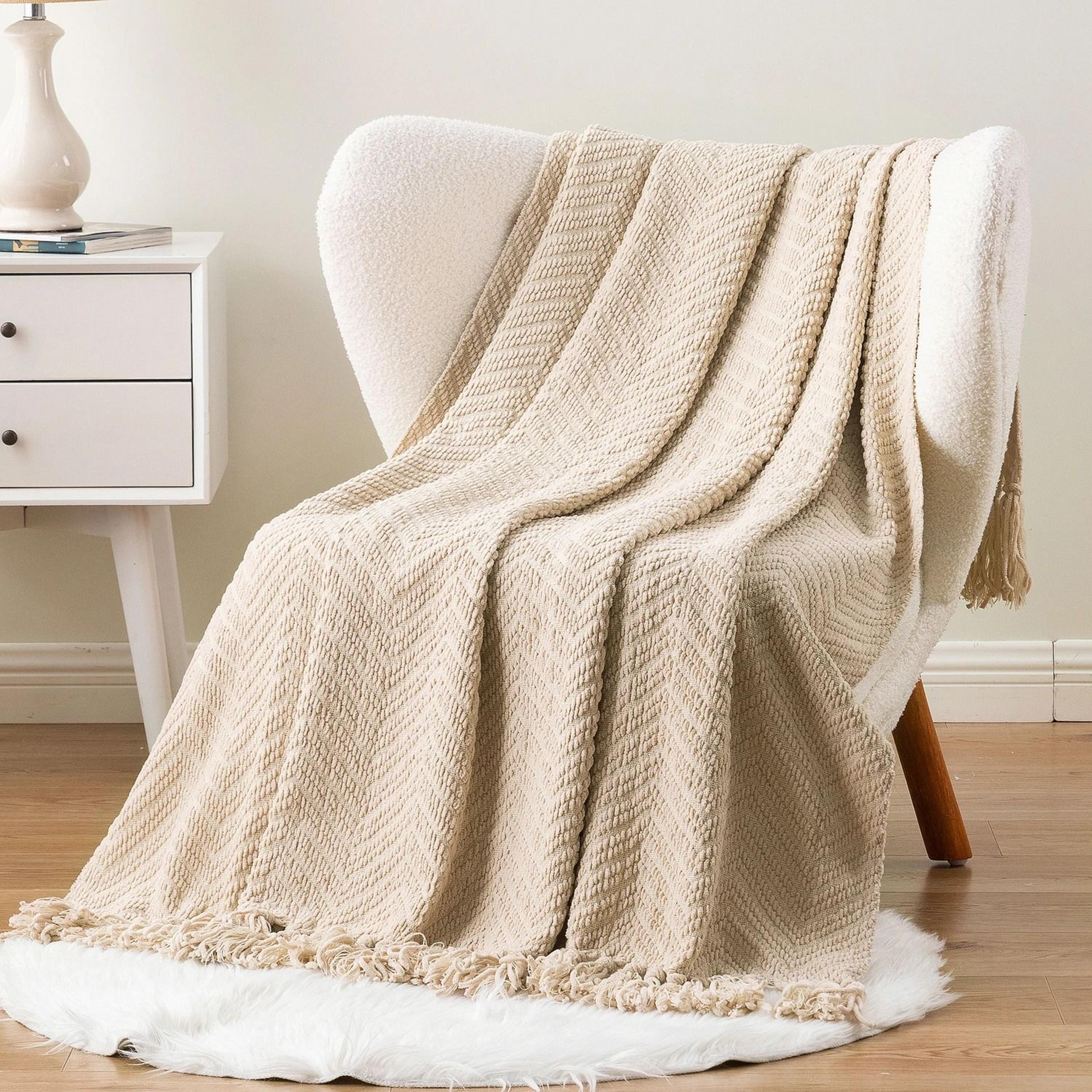 battilo chenille knit throw blanket soft thick decorative sofa throw