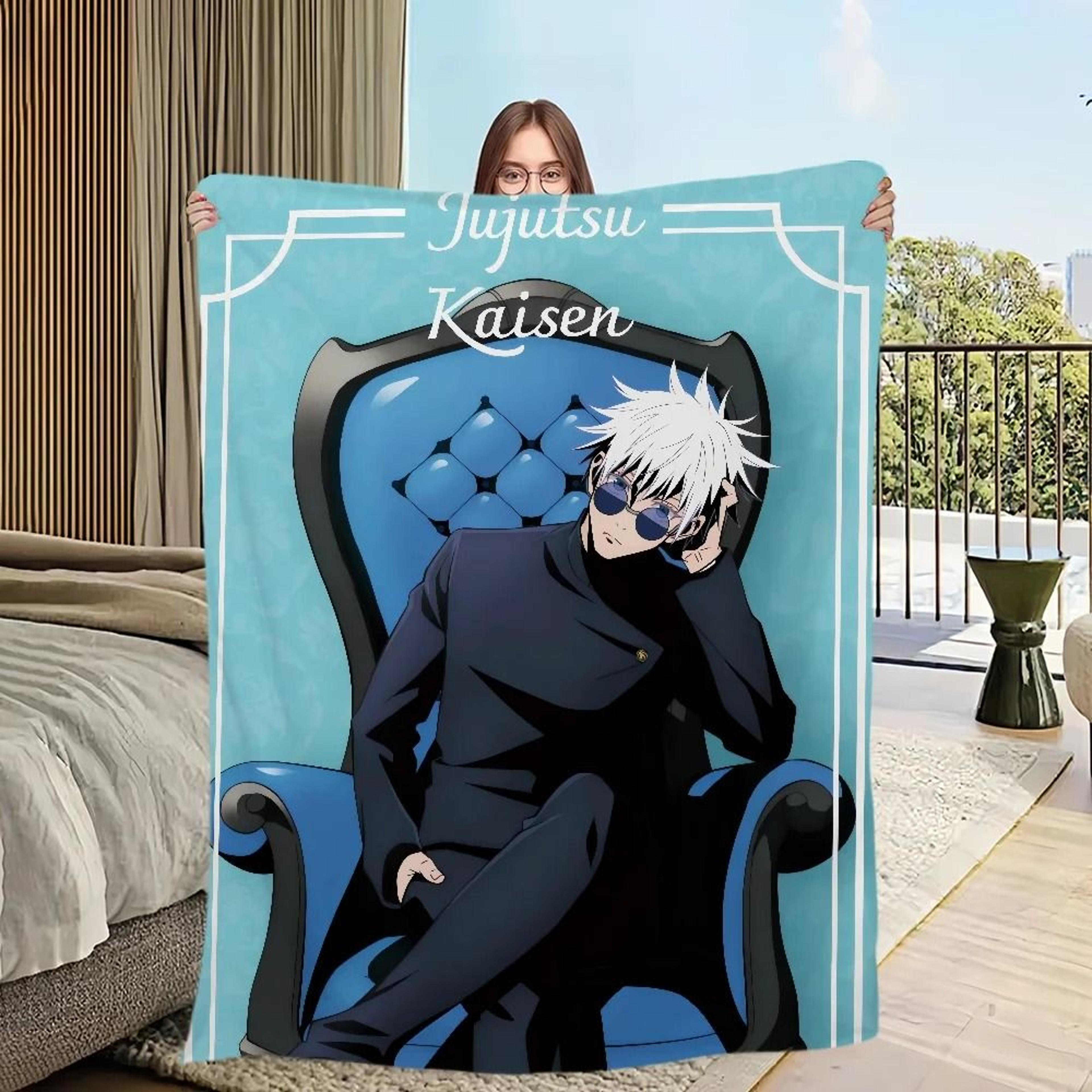 gojo satoru anime flannel throw blanket soft plush bed cover