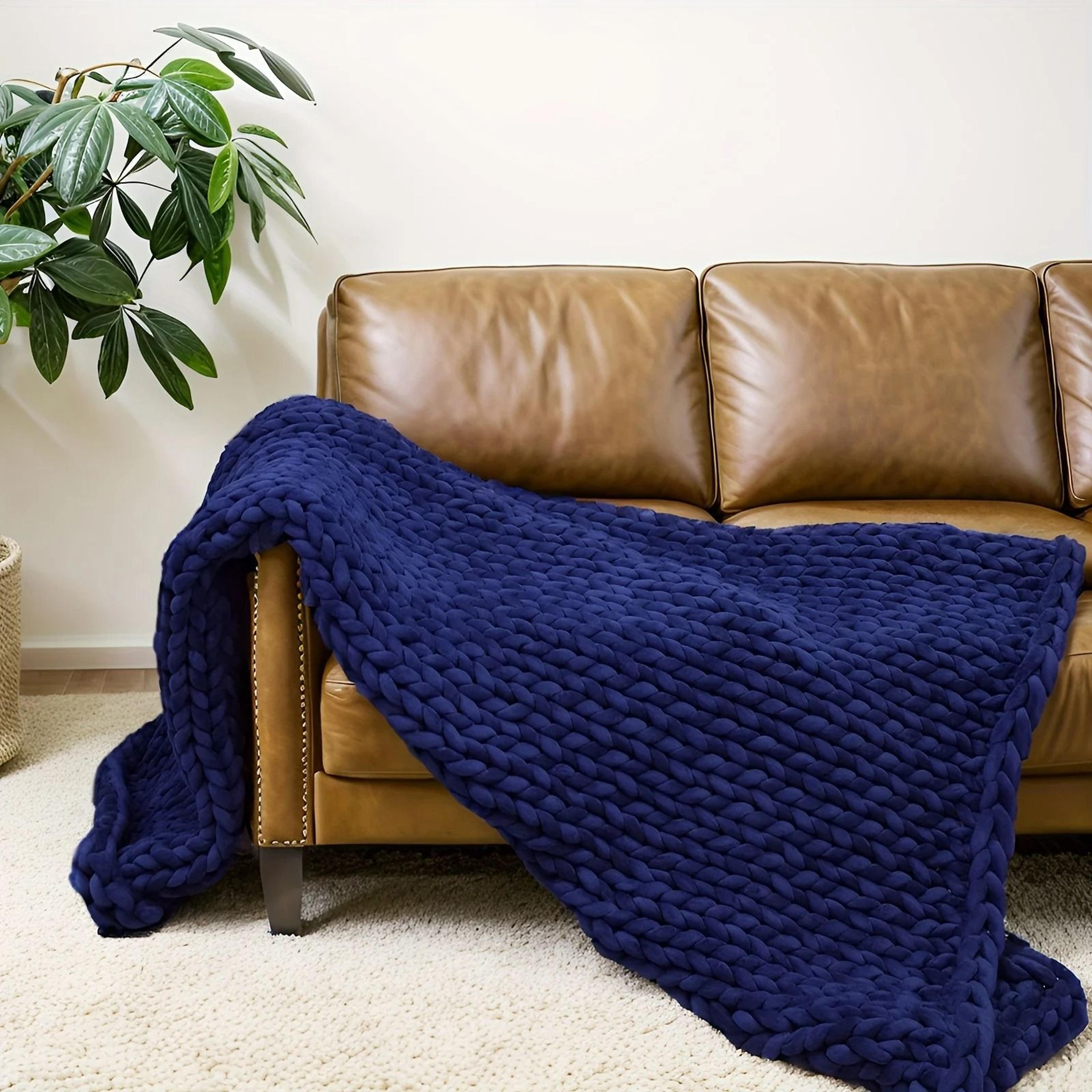 chunky knit weighted blanket soft breathable queen size throw
