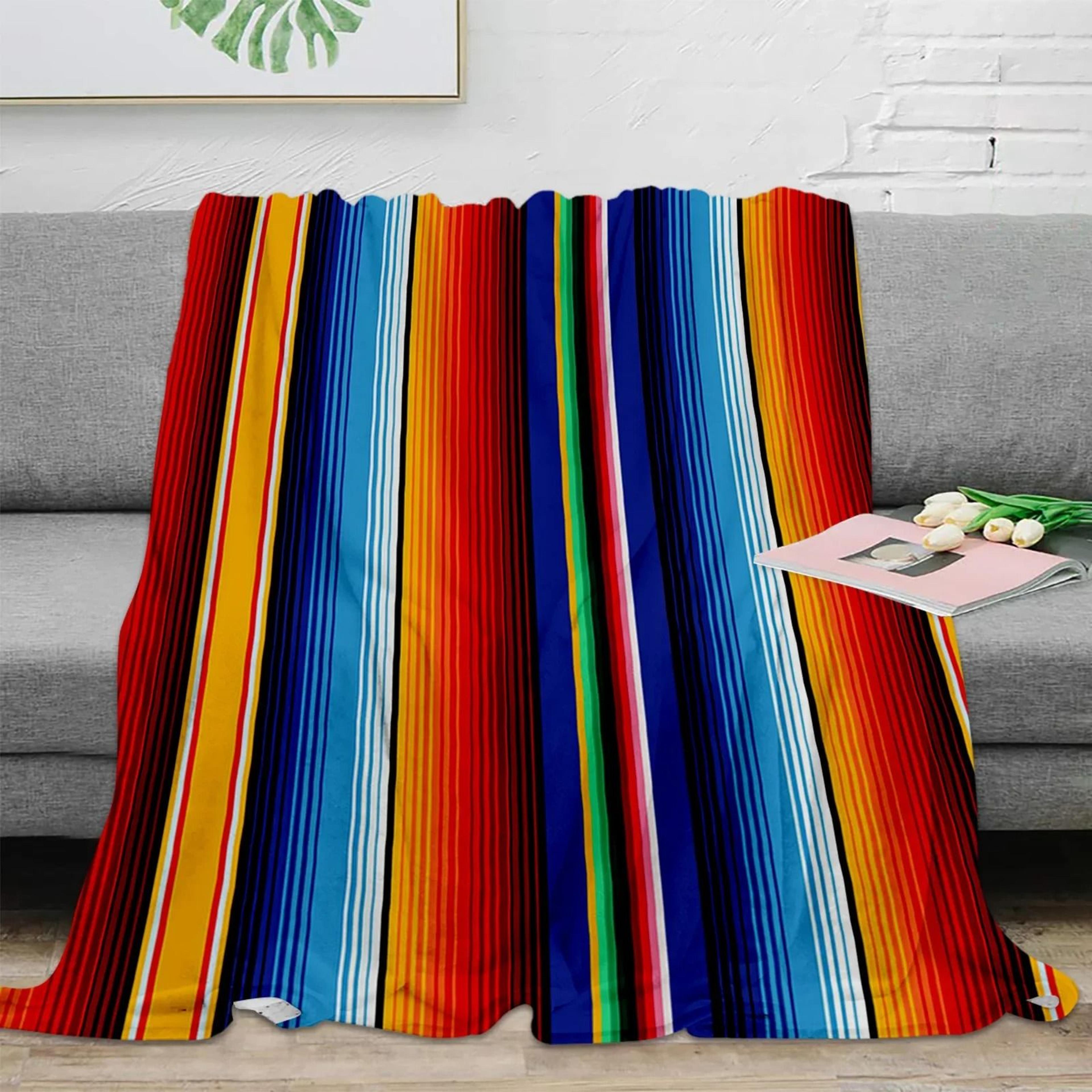 colorful mexican stripe flannel throw blanket soft sofa bed cover