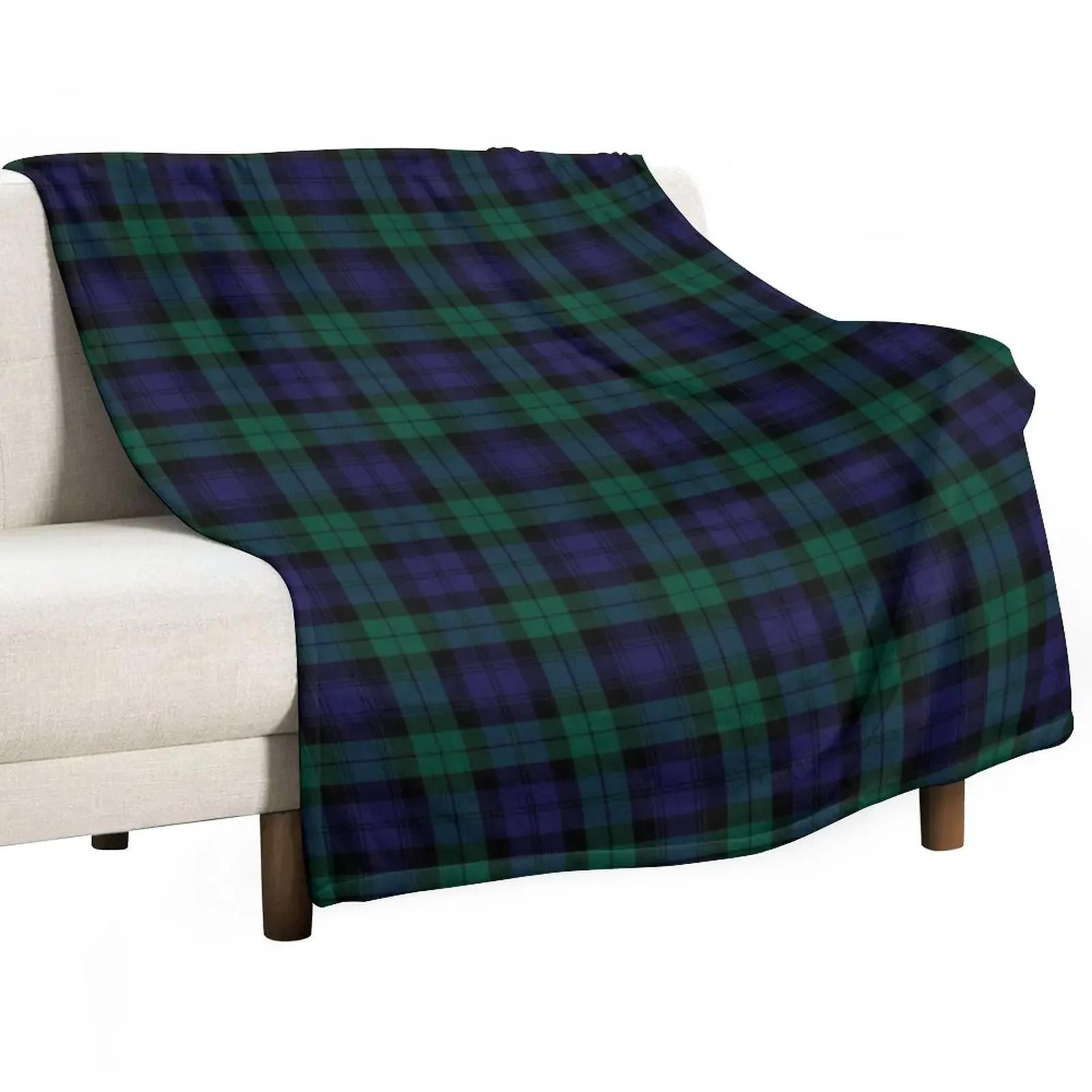 blackwatch tartan throw blanket soft blue green plaid blanket