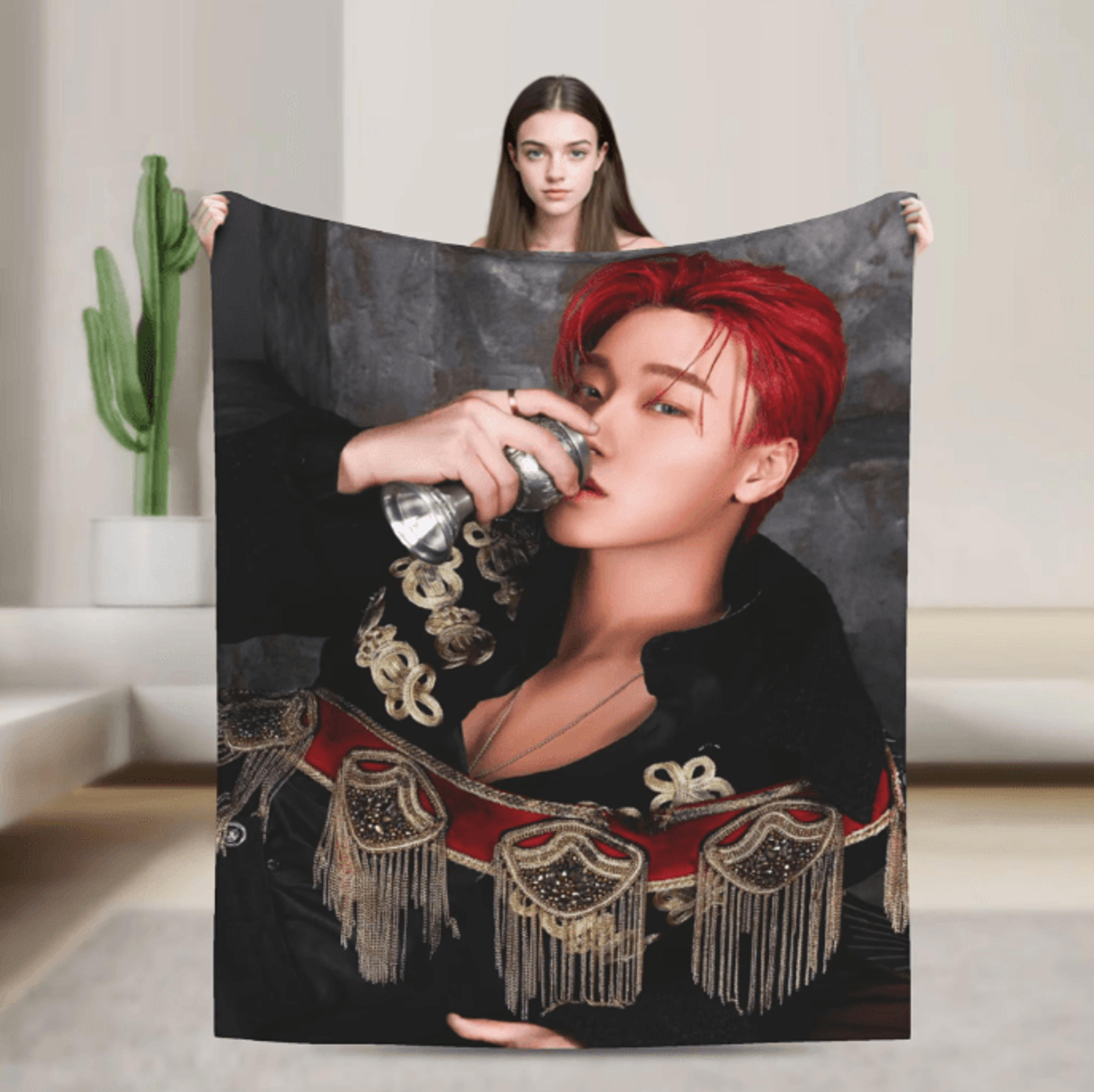 ateez choi san flannel throw blanket soft kpop sofa and bed cover