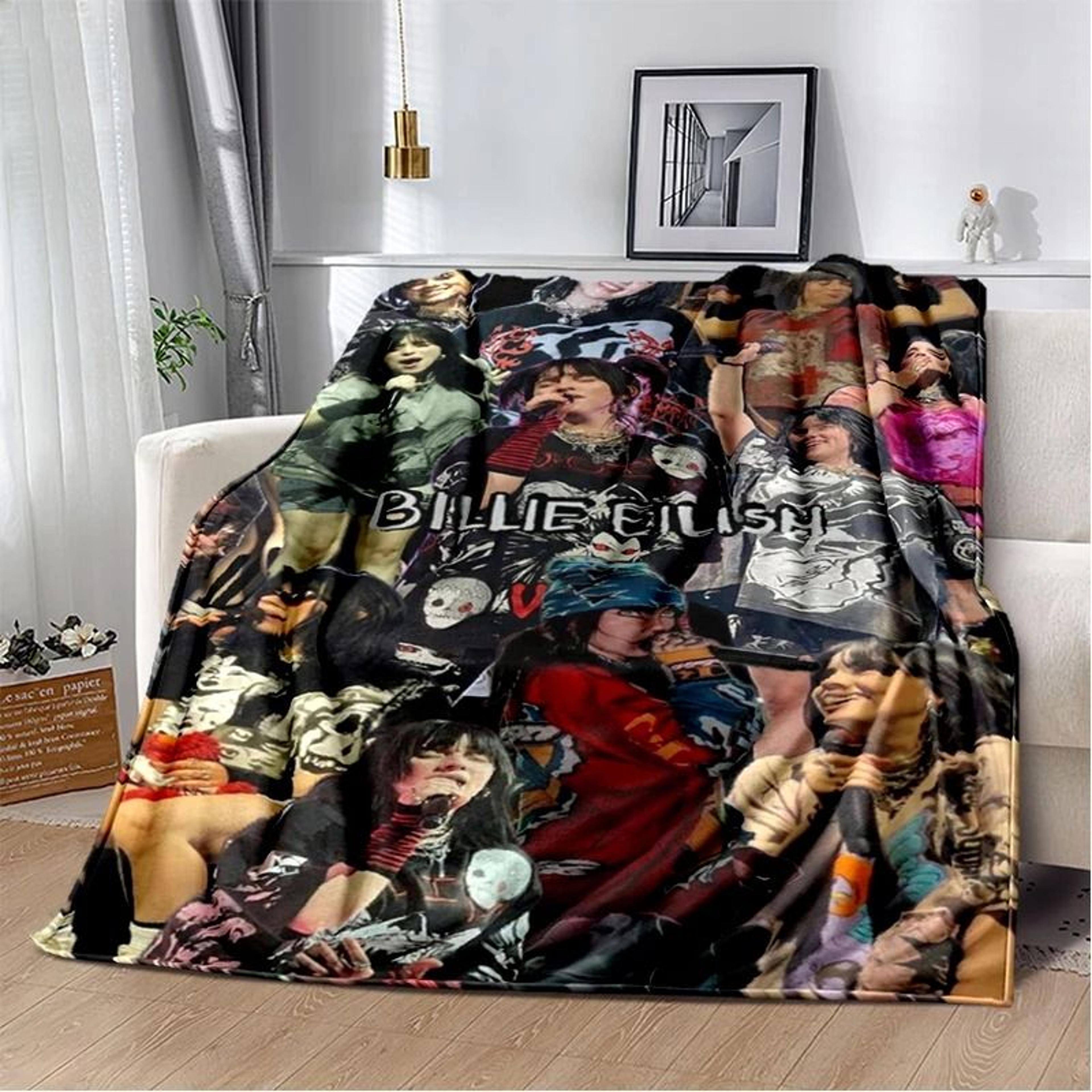 billie eilish flannel throw blanket soft warm music fan bed cover