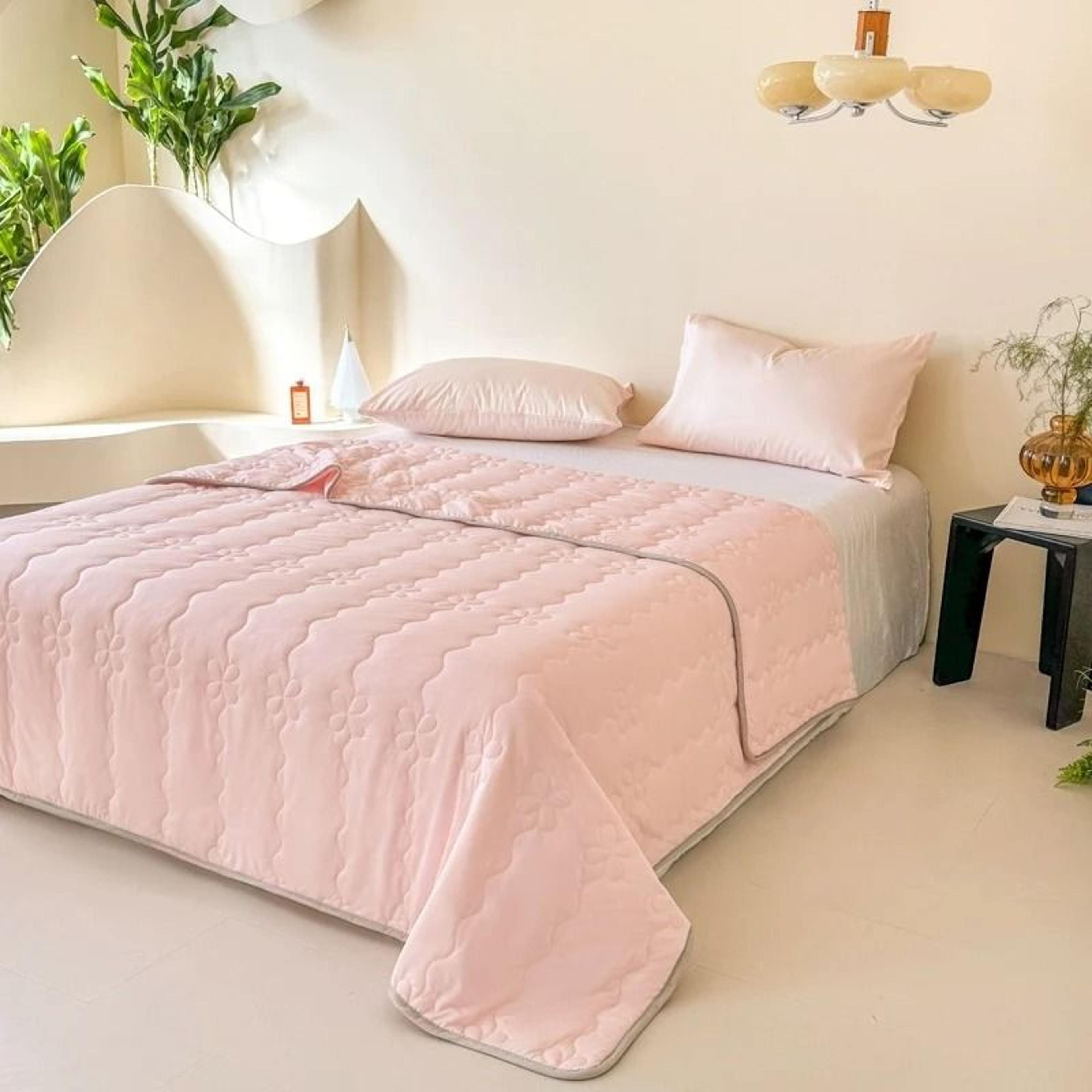 pink summer cooling blanket lightweight clover quilted comforter