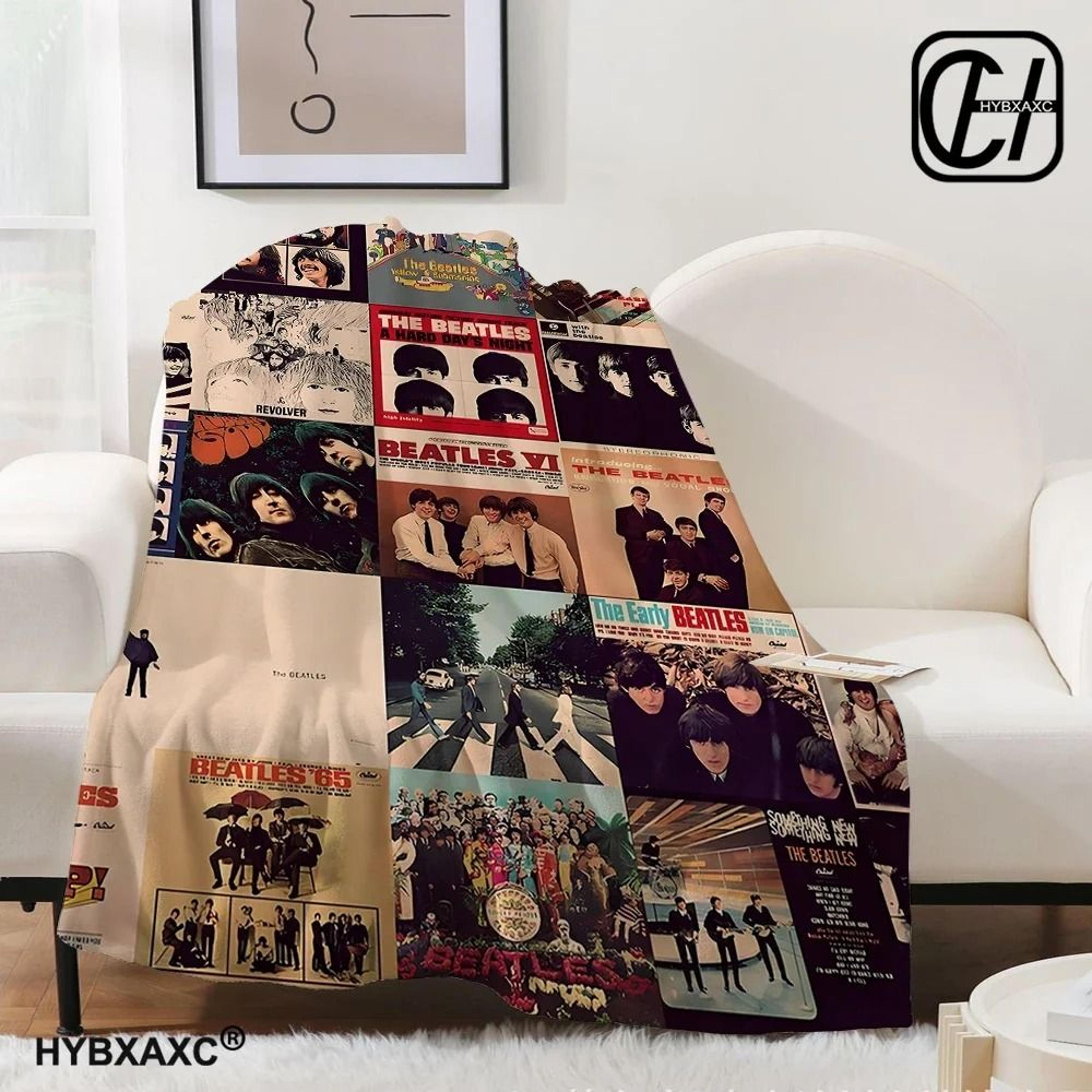 the beatles flannel throw blanket retro music art bed and sofa cover
