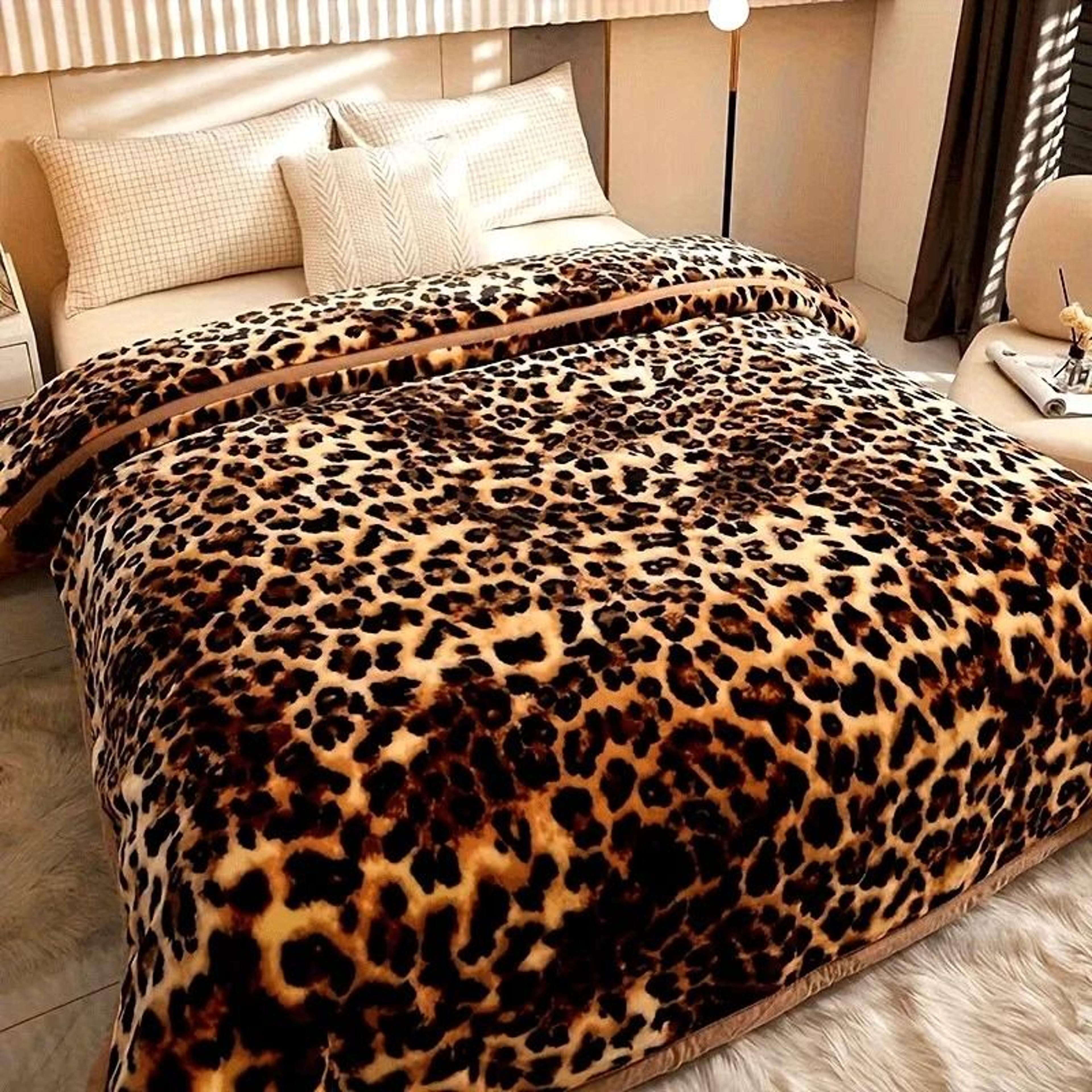 luxury leopard plush winter blanket thick warm queen bed comforter