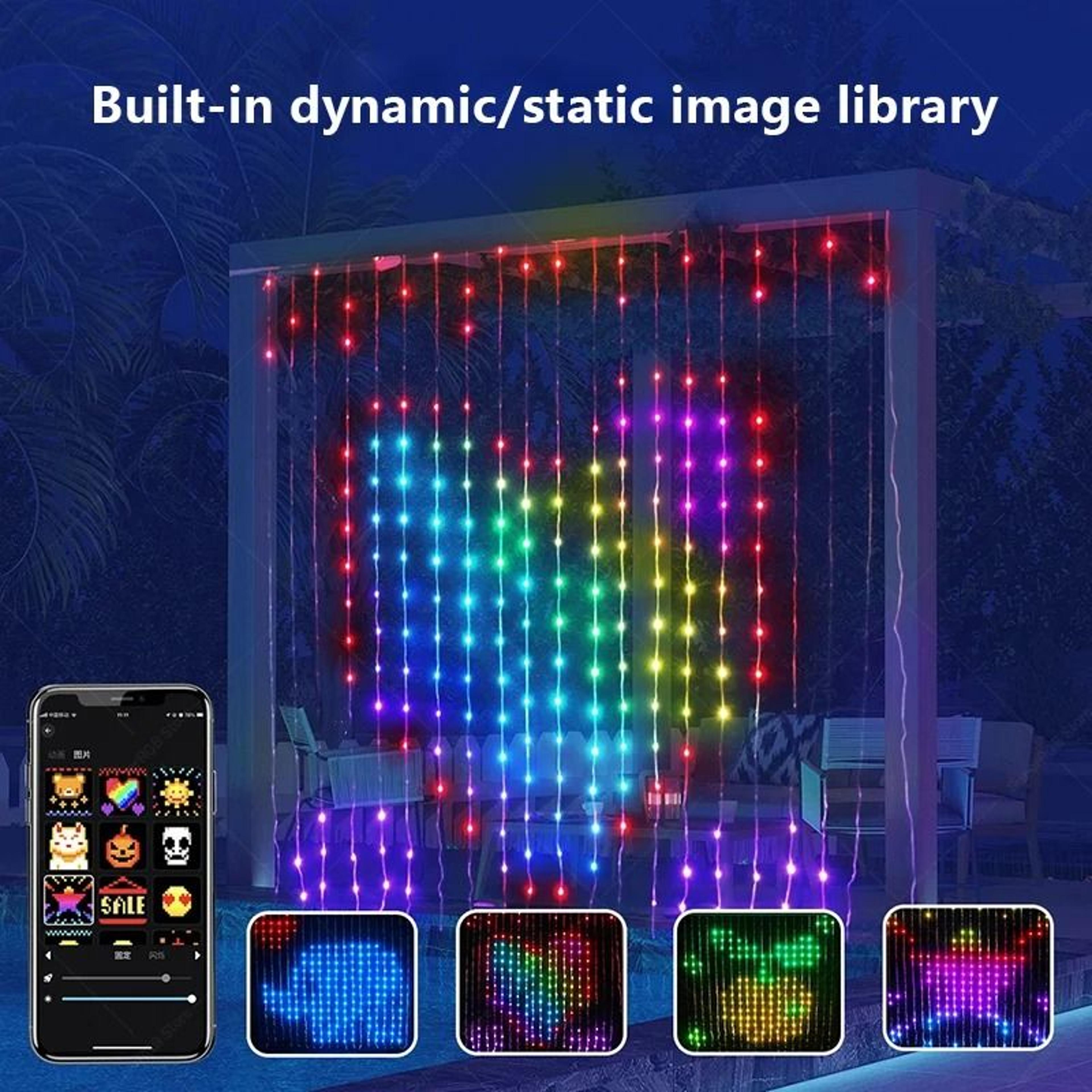400 led smart rgb curtain lights with app remote and music sync