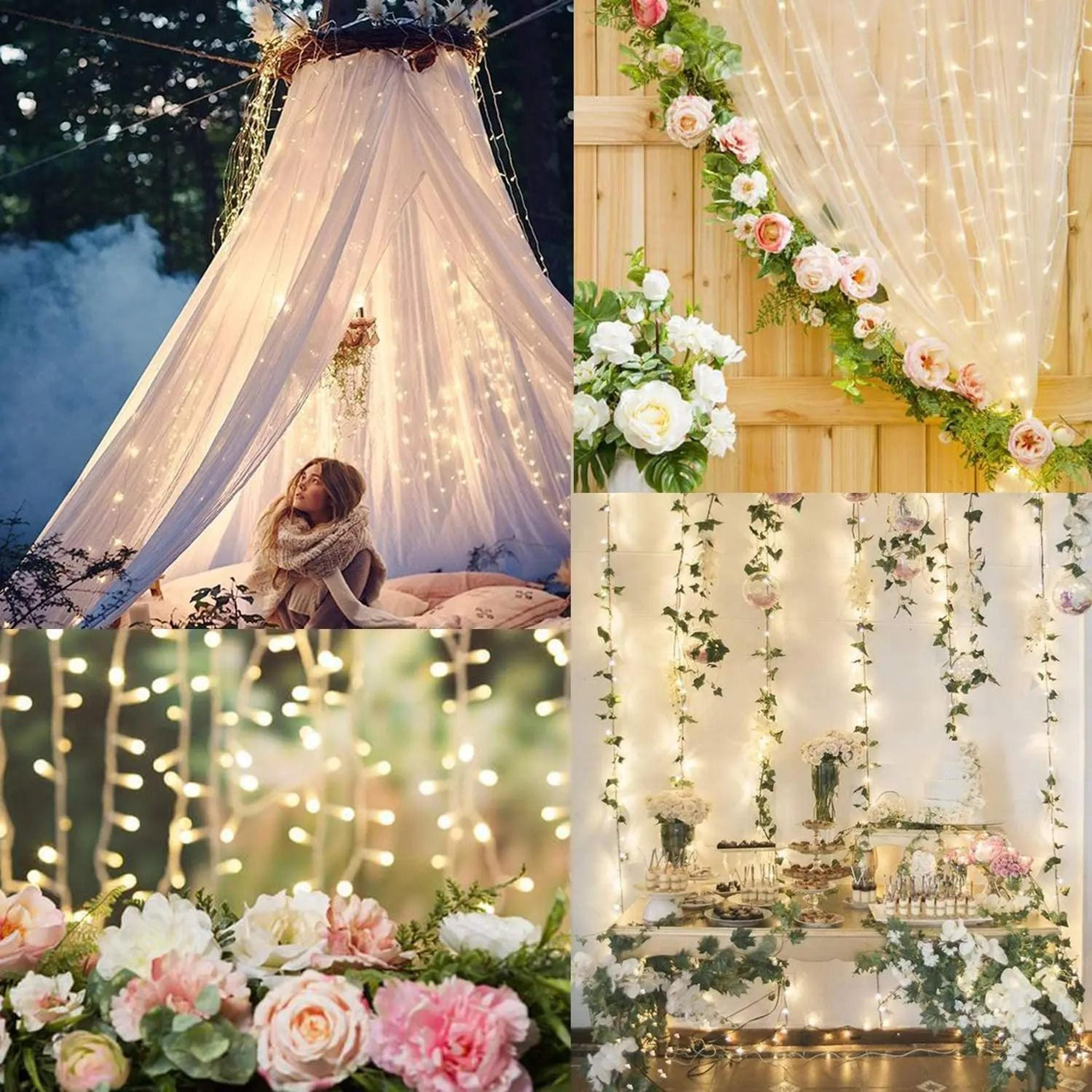 connectable led curtain lights with 8 modes for holiday decor