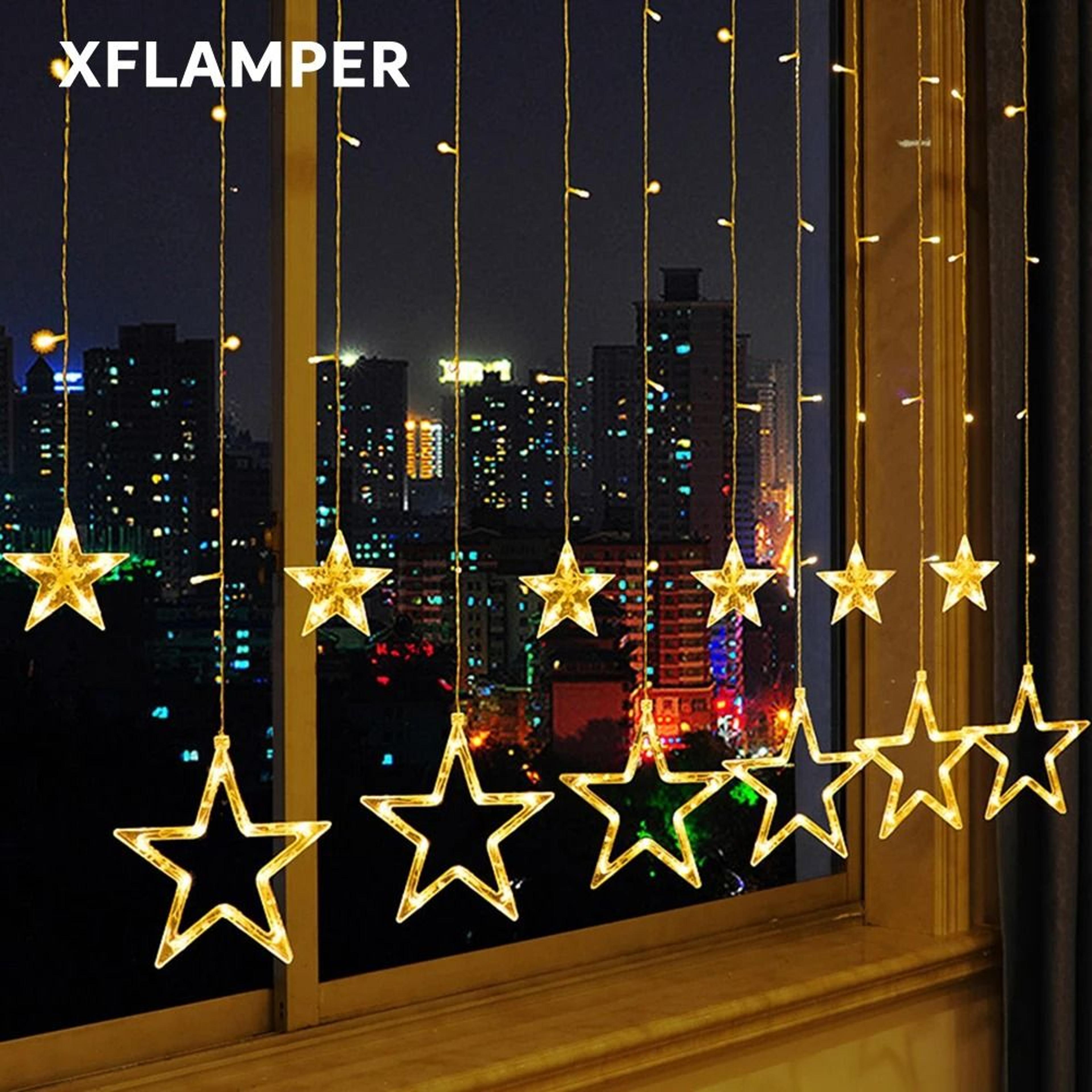 glowing 138 led star curtain lights for warm festive celebrations anywhere