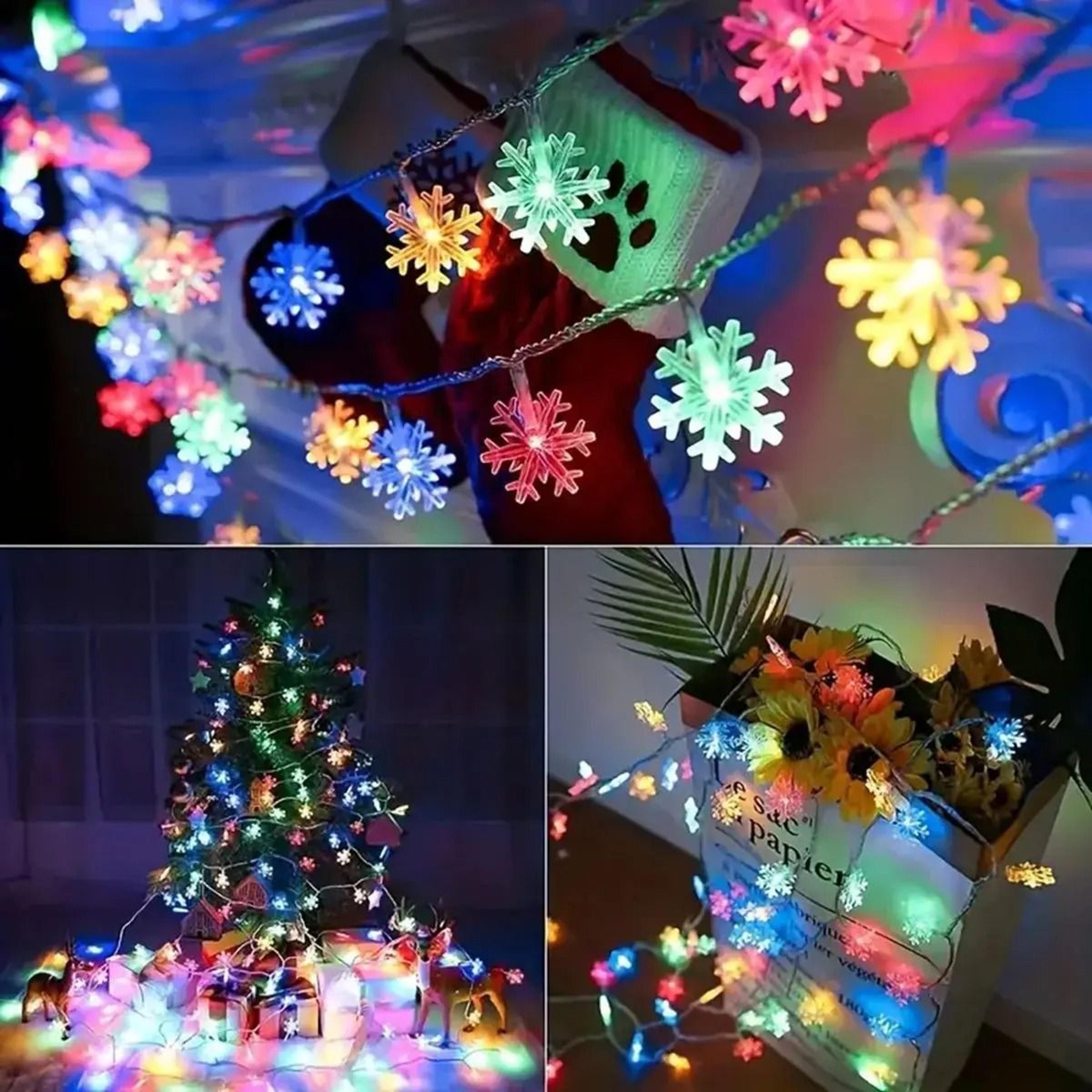 glowing led snowflake string light for magical christmas garden party decor