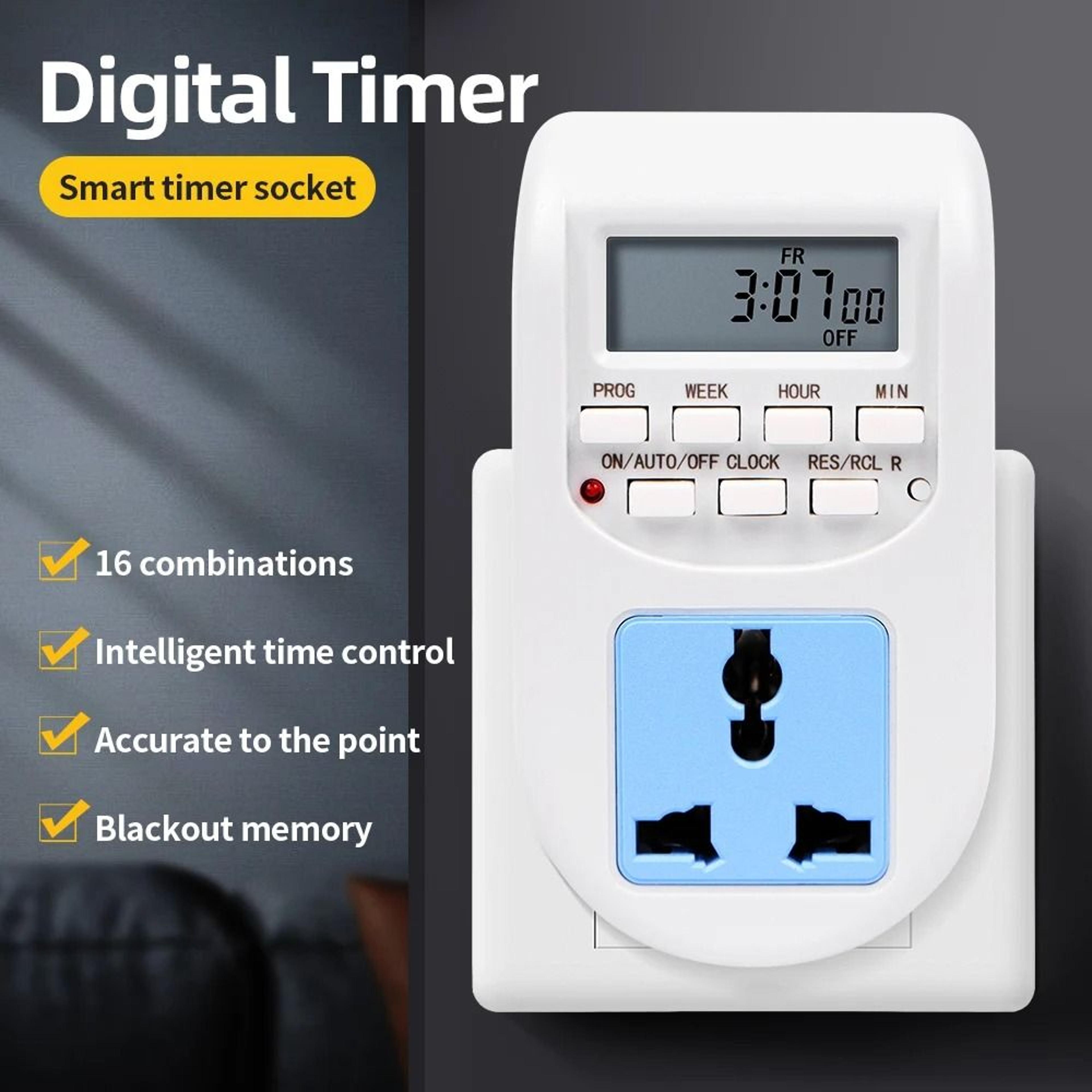 smart 220v programmable timer socket with weekly timer switch and eu plug