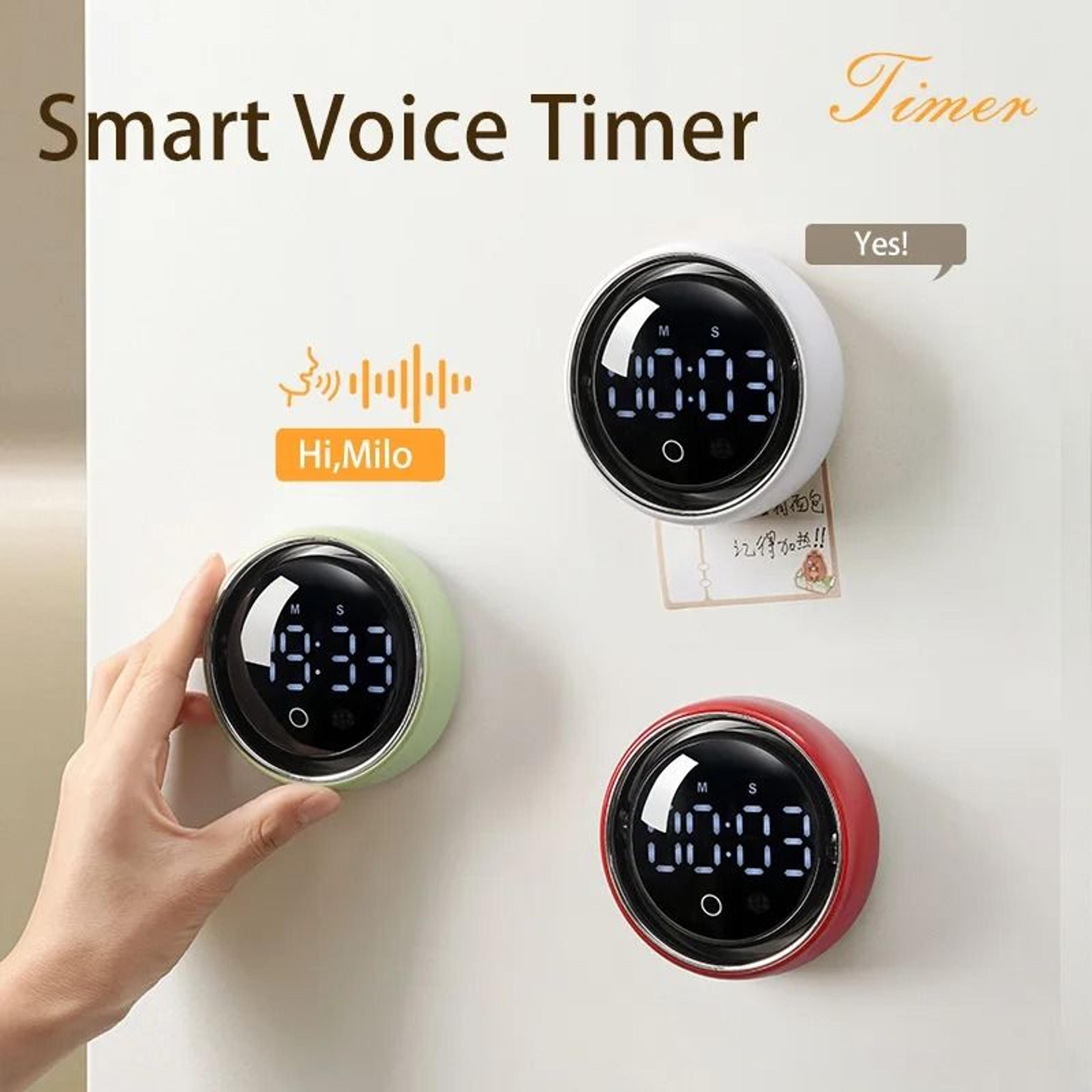 smart voice controlled timer and magnetic kitchen timer