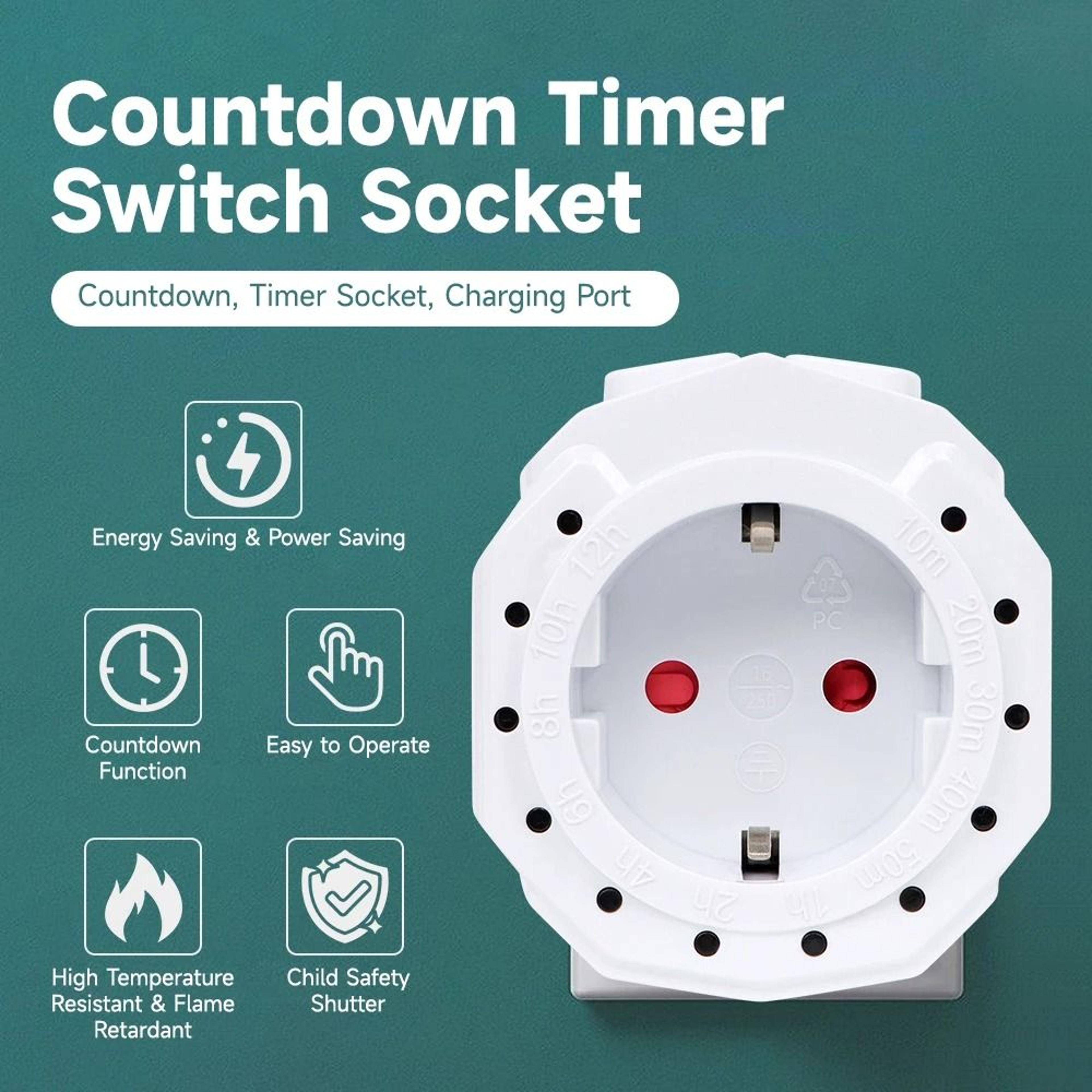 easy-set countdown timer outlet and eu plug timer