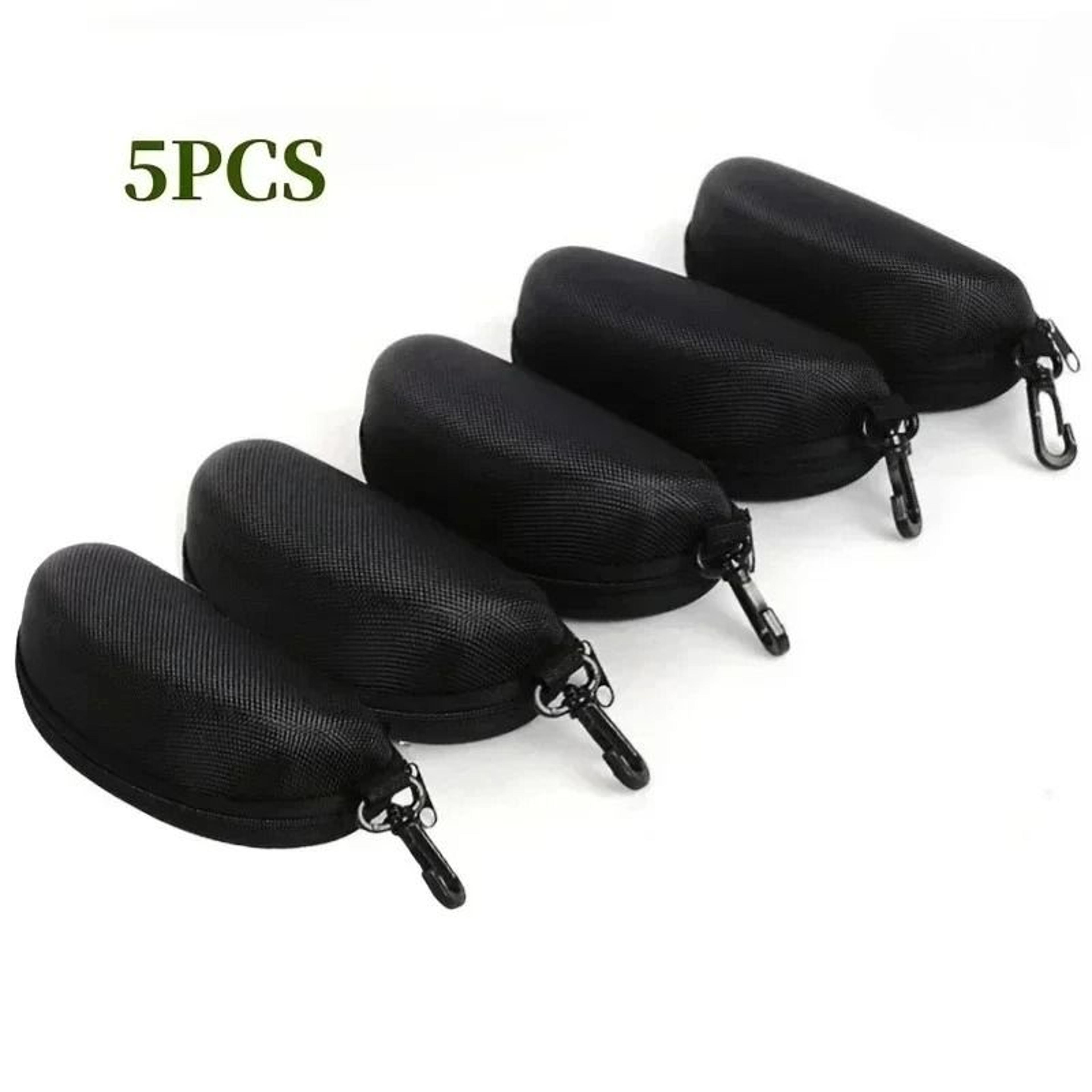 five zippered sunglasses cases with hooks for travel protection